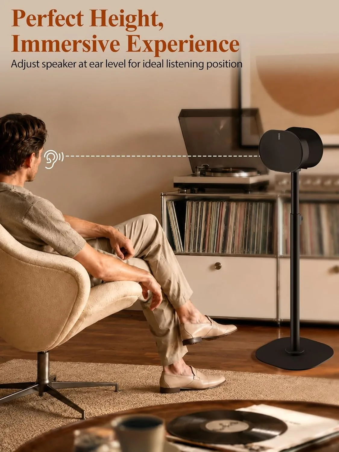 Haturi Adjustable Speaker Stands for Sonos Era 100, 100 SL & Era 300, Pair