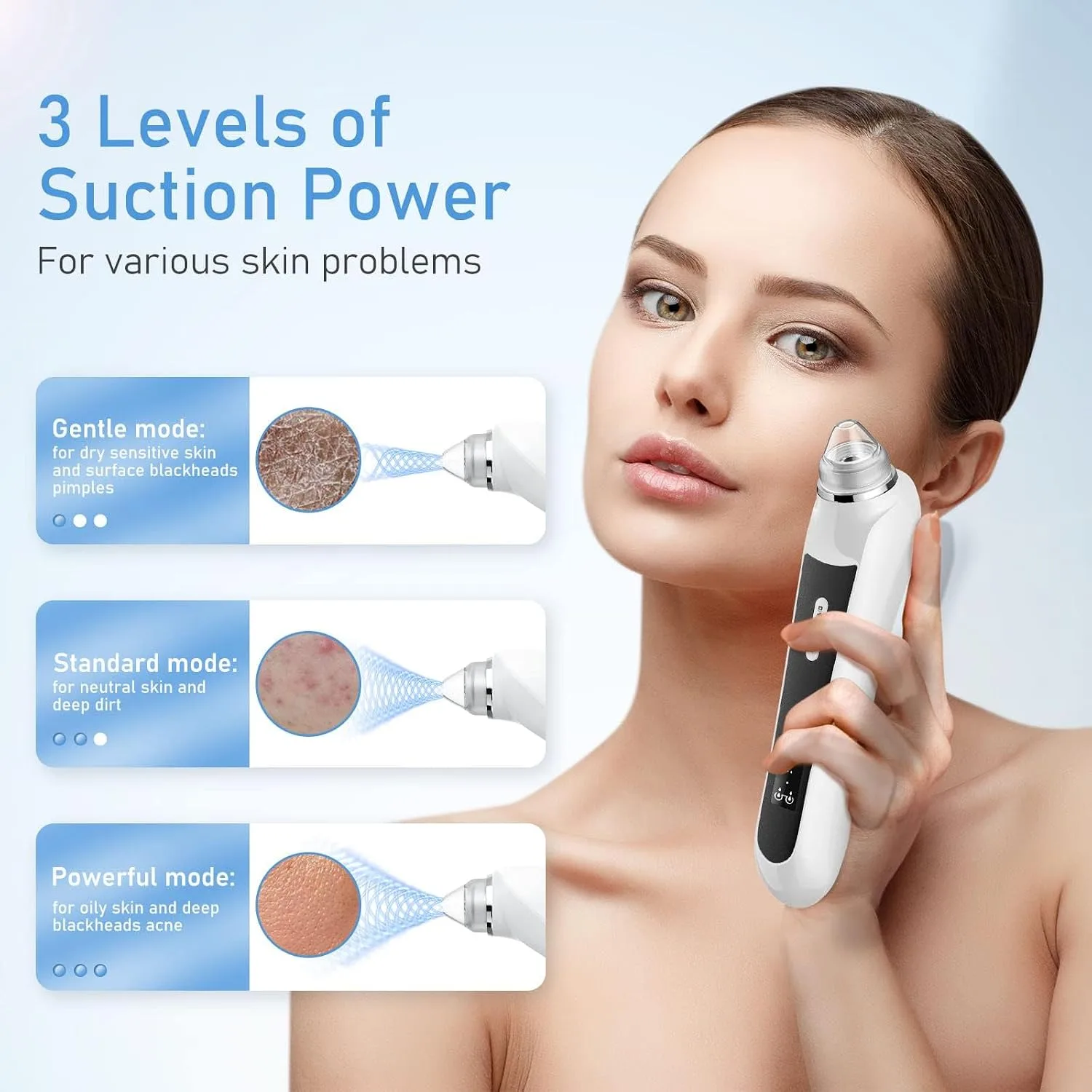 HD Camera USB Blackhead Remover, 3 Modes 6 Heads for Men Women(Deep Black)