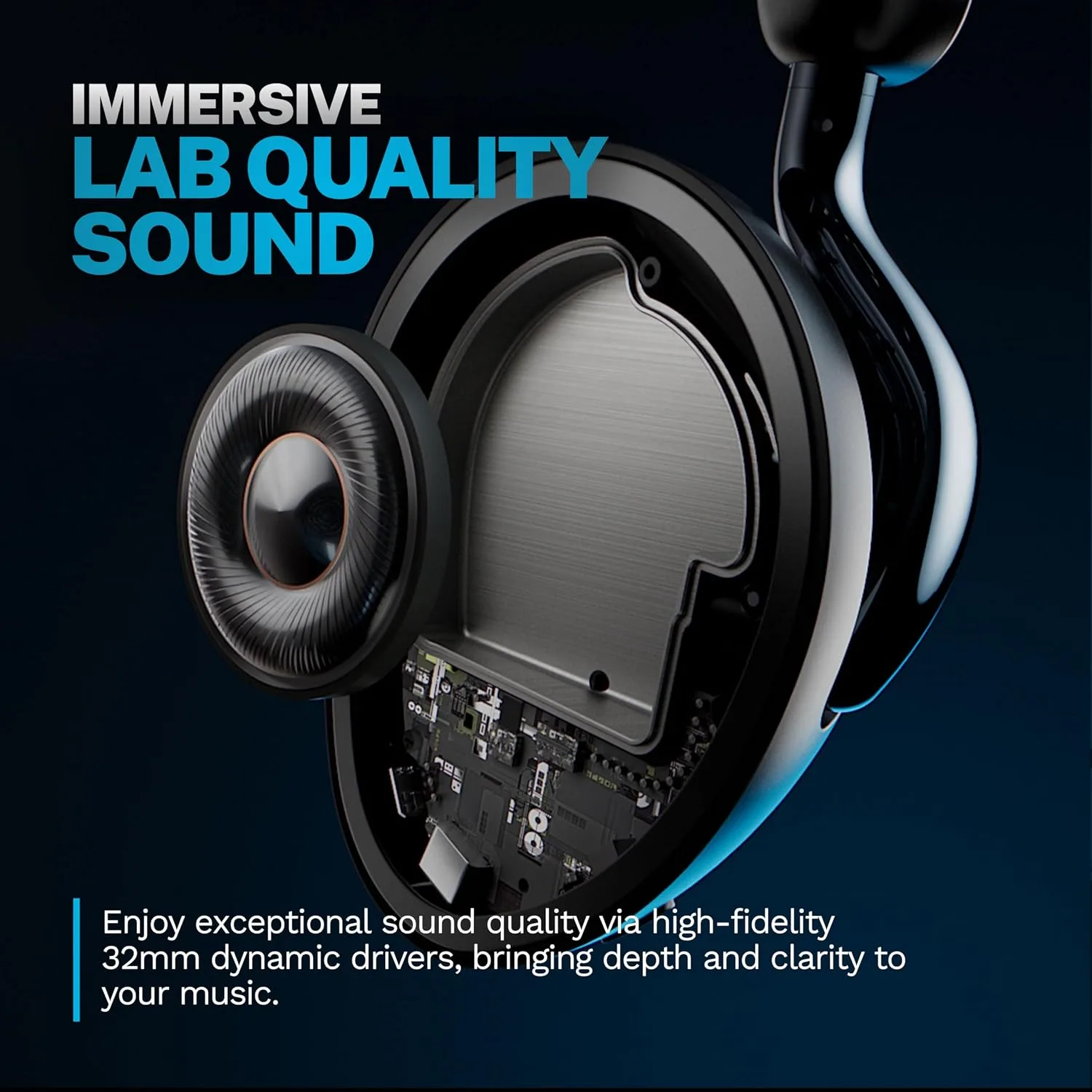 JLab Epic Lux Lab Edition Noise Cancelling Wireless Over Ear Headphones, Graphite