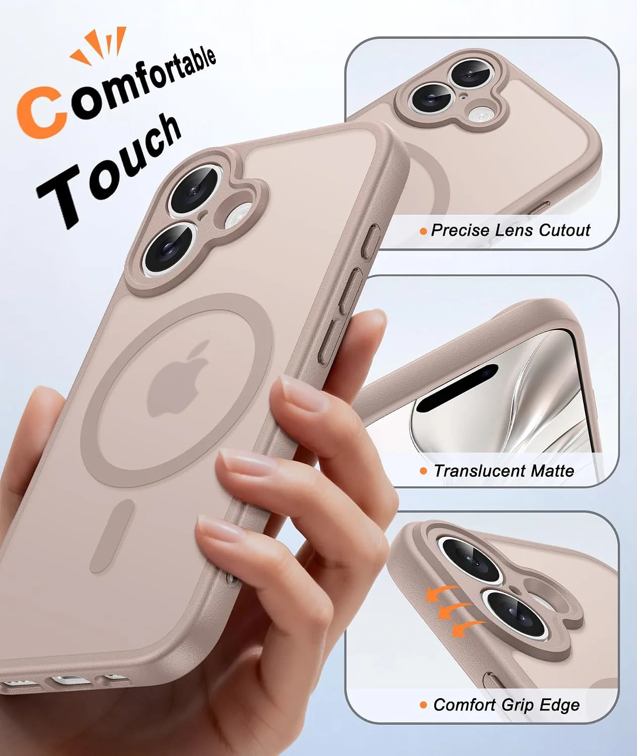 FNTCASE for iPhone 16 Plus Case Fit for MagSafe Desert Gold