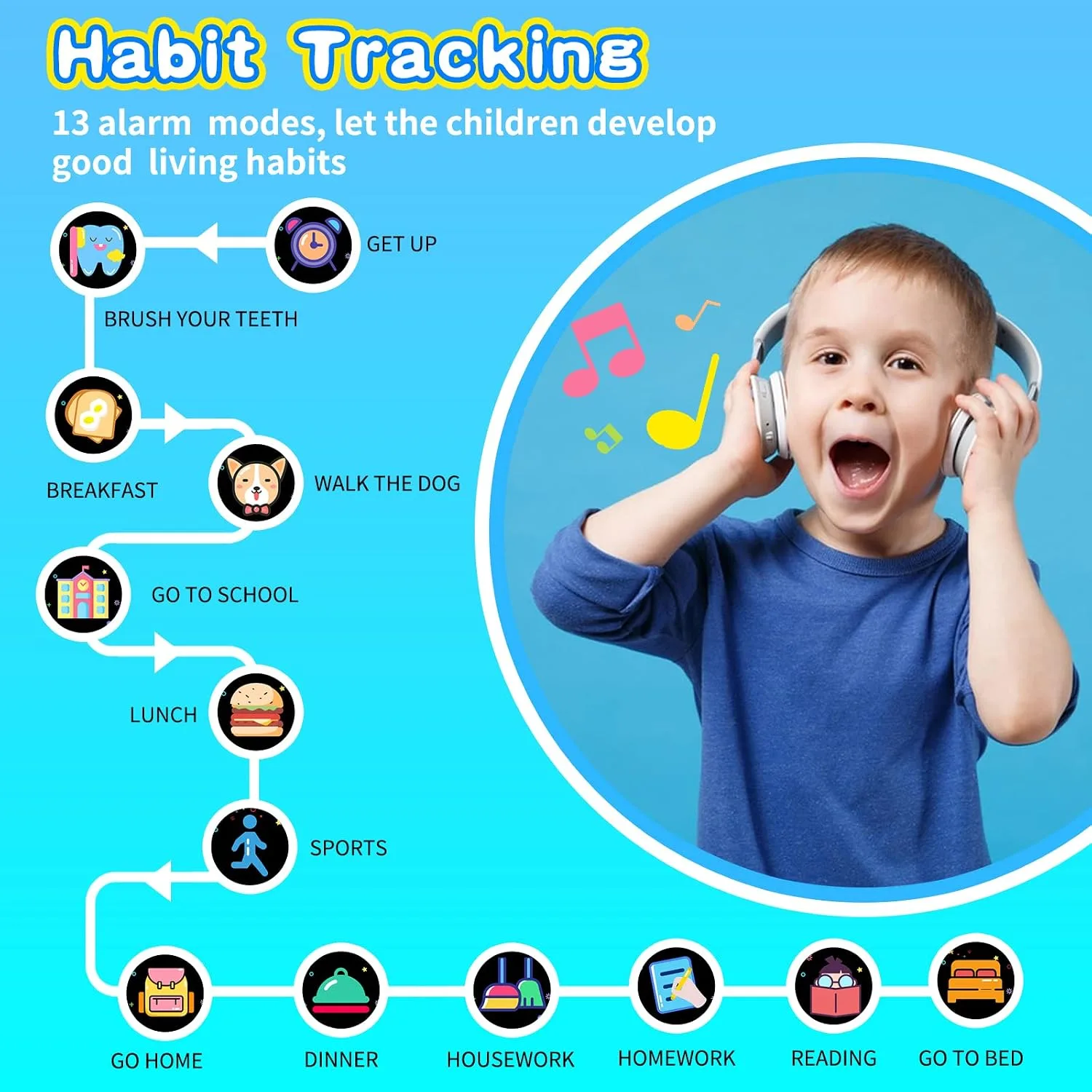 Cosjoype Smart Watch for Kids with 26 Puzzle Games HD Touchscreen Camera Video Music Player Habit Tracking Pedometer Alarm Flashlight 12/24 hr Educational Toys Birthday Gift for Girls Boys Ages 8 9 10