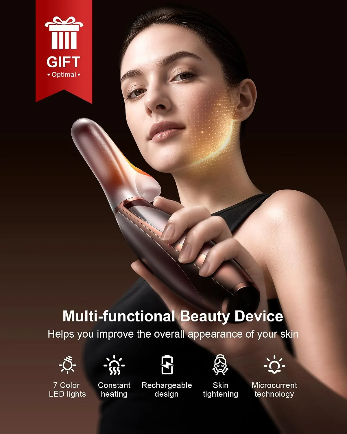 Pedete Facial Massager, 7 Colors Red Light Therapy for Face and Neck