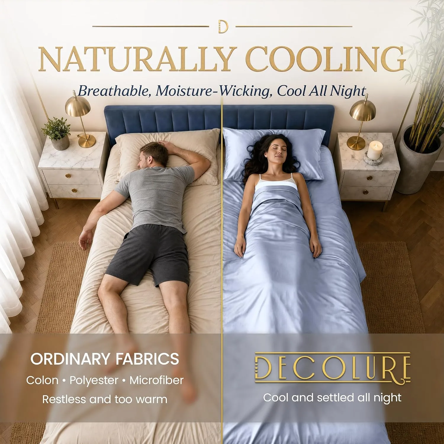 DECOLURE 100% Viscose from Bamboo Sheets Twin Size | 3 Pc Cooling Bed Set