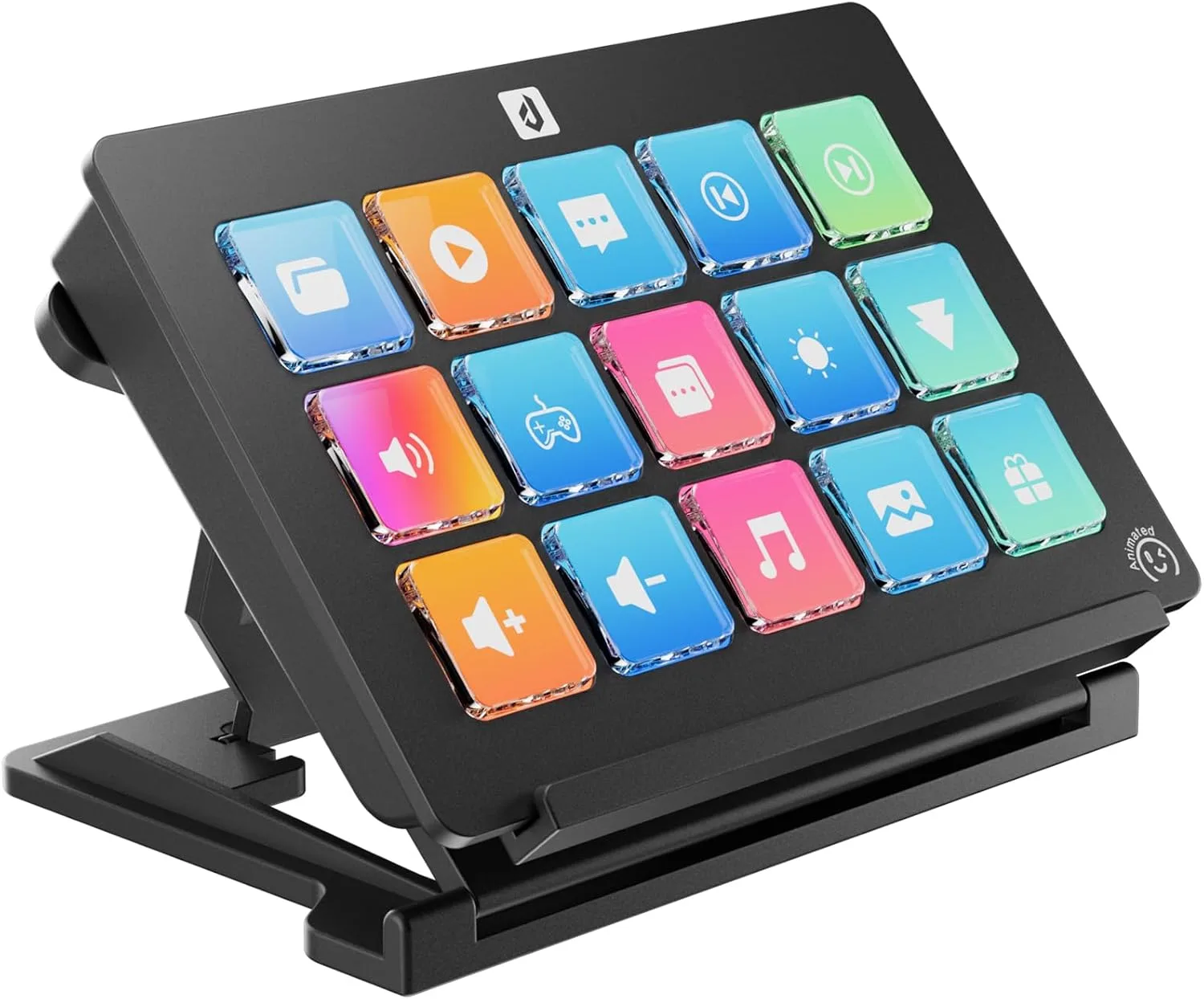 Stream Control Deck Macro Pad15 Keys Programmable Keypad RGB Macro Keyboard Stream Controller with 3-Step Adjustable Stand 500+Plugins&200+ Icons Wired Shortcut Keyboard for Streamers/Gamers/Designers