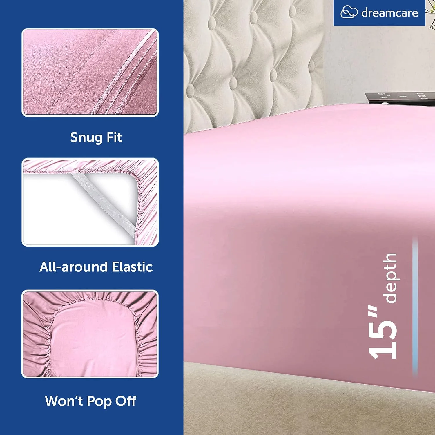 DREAMCARE King Size Sheets Set - 6 pcs Breathable Cooling Sheets King Size