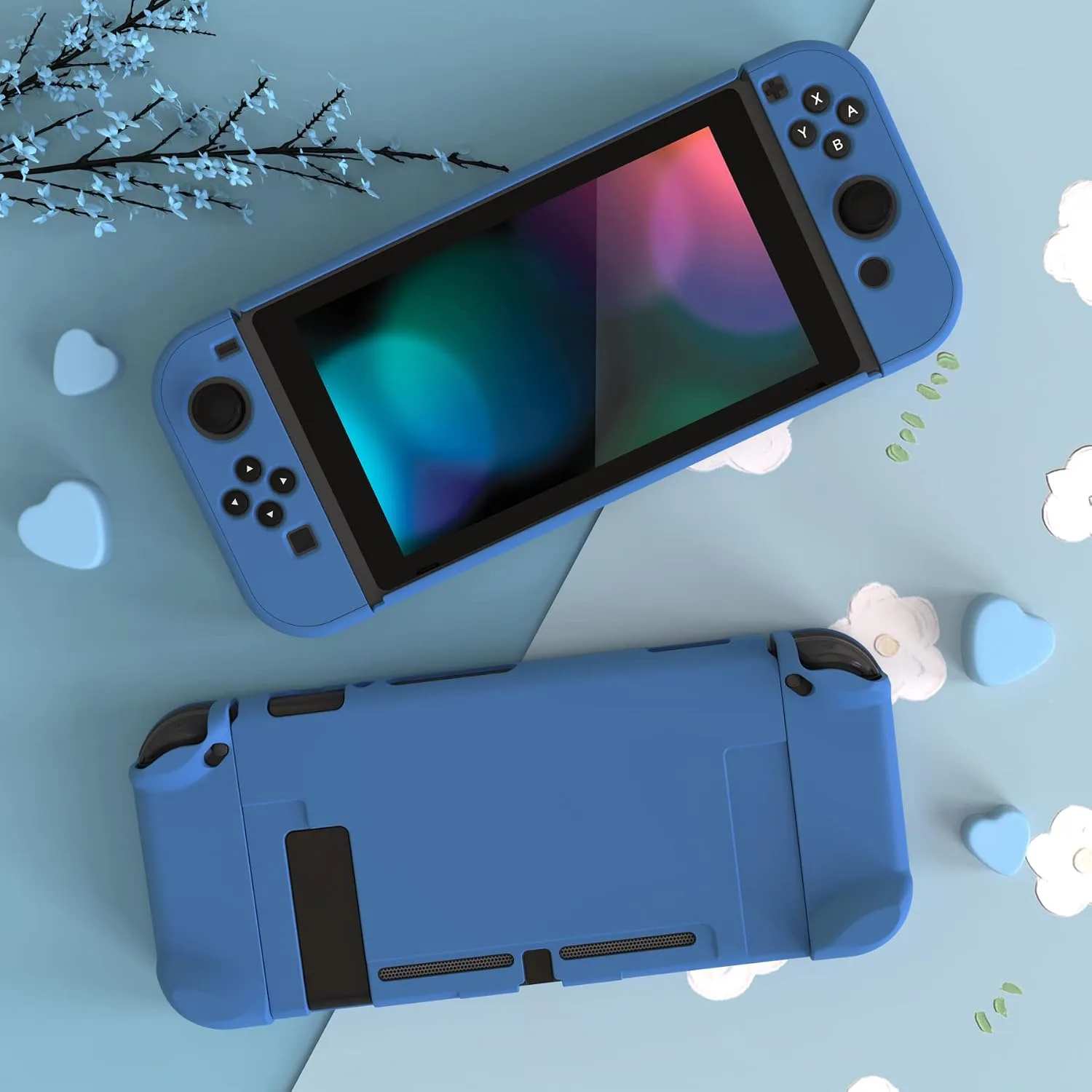 eXtremeRate PlayVital Cover for Nintendo Switch, Protective Case Protector for Switch - Shock-absorbent Anti-Scratch Dockable Easy to install Durable Hard Shell, Airforce Blue (NOT for Switch 2)