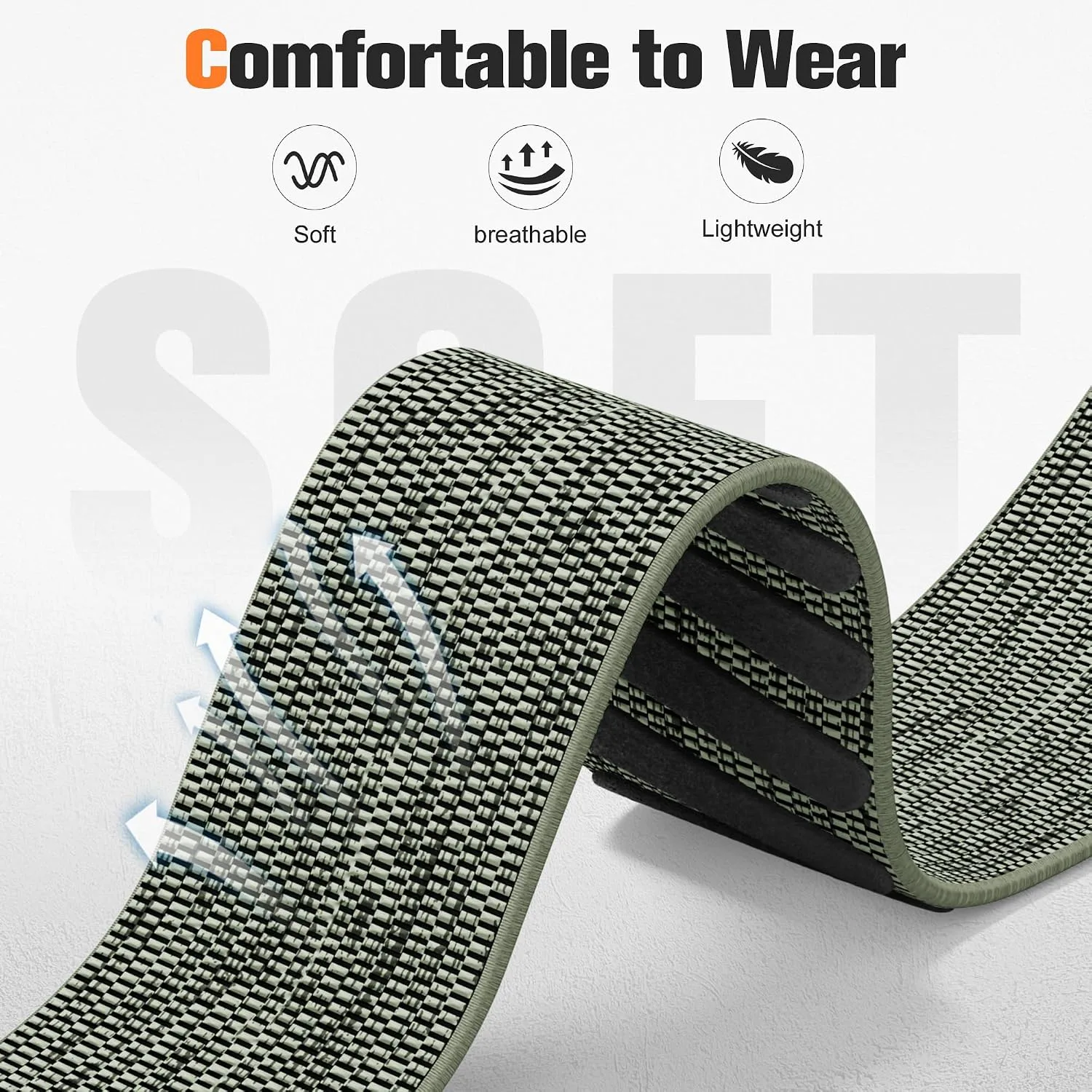 Getino Sport Band Compatible with Whoop 5.0 Bands One, Peak and Life/MG, Breathable Adjustable Elastic Replacement Soft Nylon Strap Accessories for Whoop Band 5.0 Fitness Tracker, Green