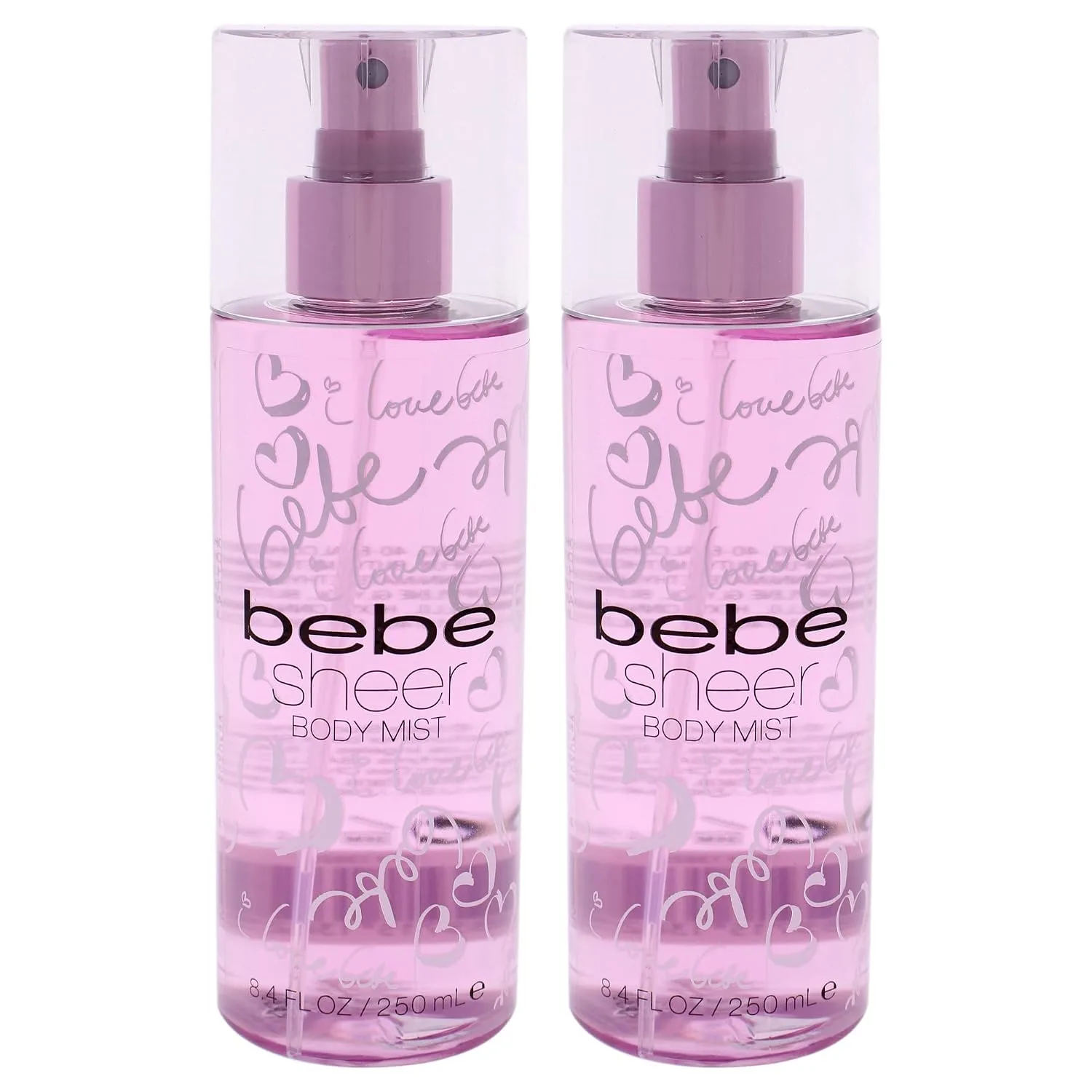 Bebe Sheer Body Mist - Body Spray for Women - Sensual and Flirtatious Women's Fragrance with Citrus Cocktail, Pink Peony, and Sandalwood Notes - 8.4 oz Pack of 2