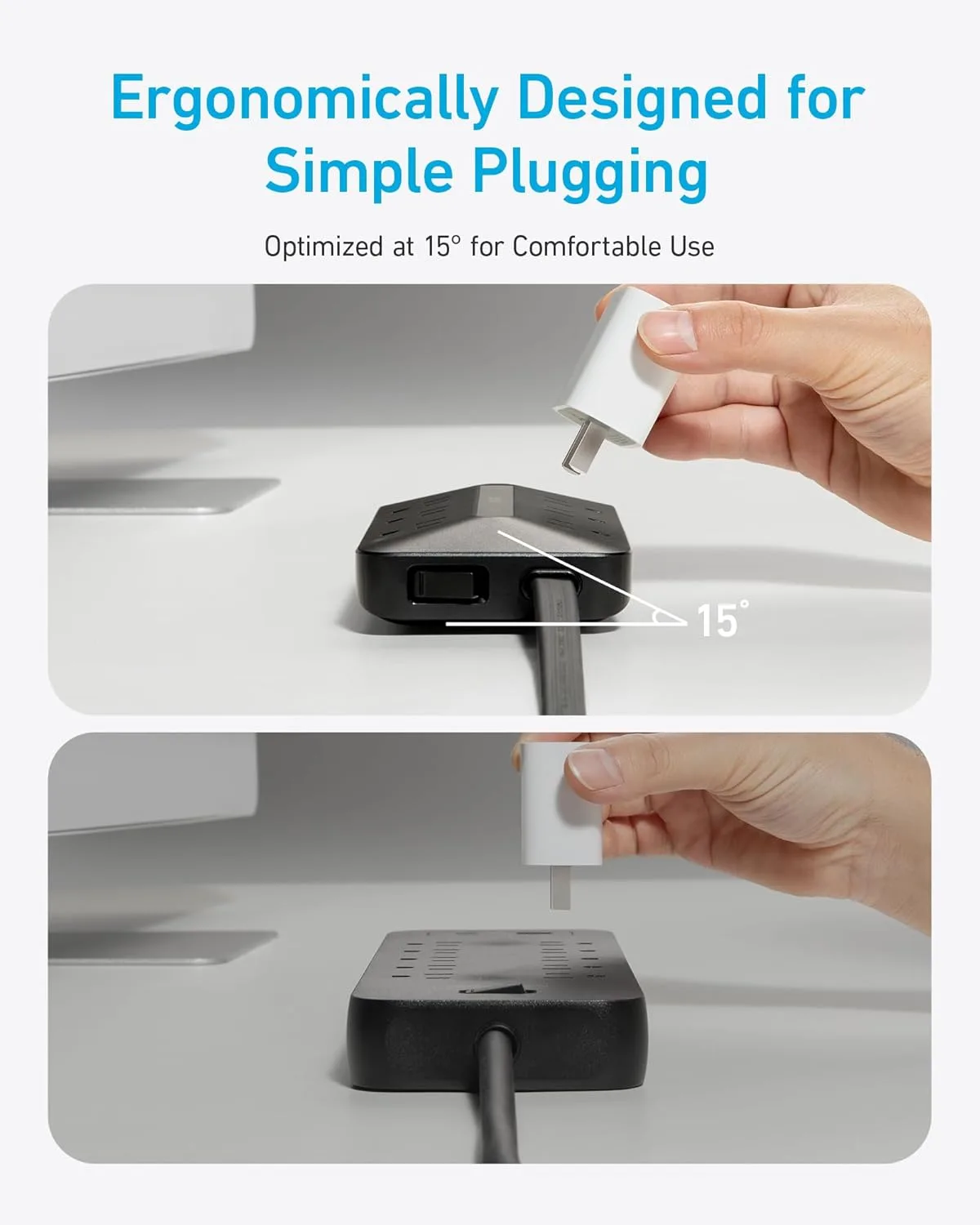 Anker Power Strip with 300J Surge Protector, 5ft Outlet Extender, 20W, 6AC