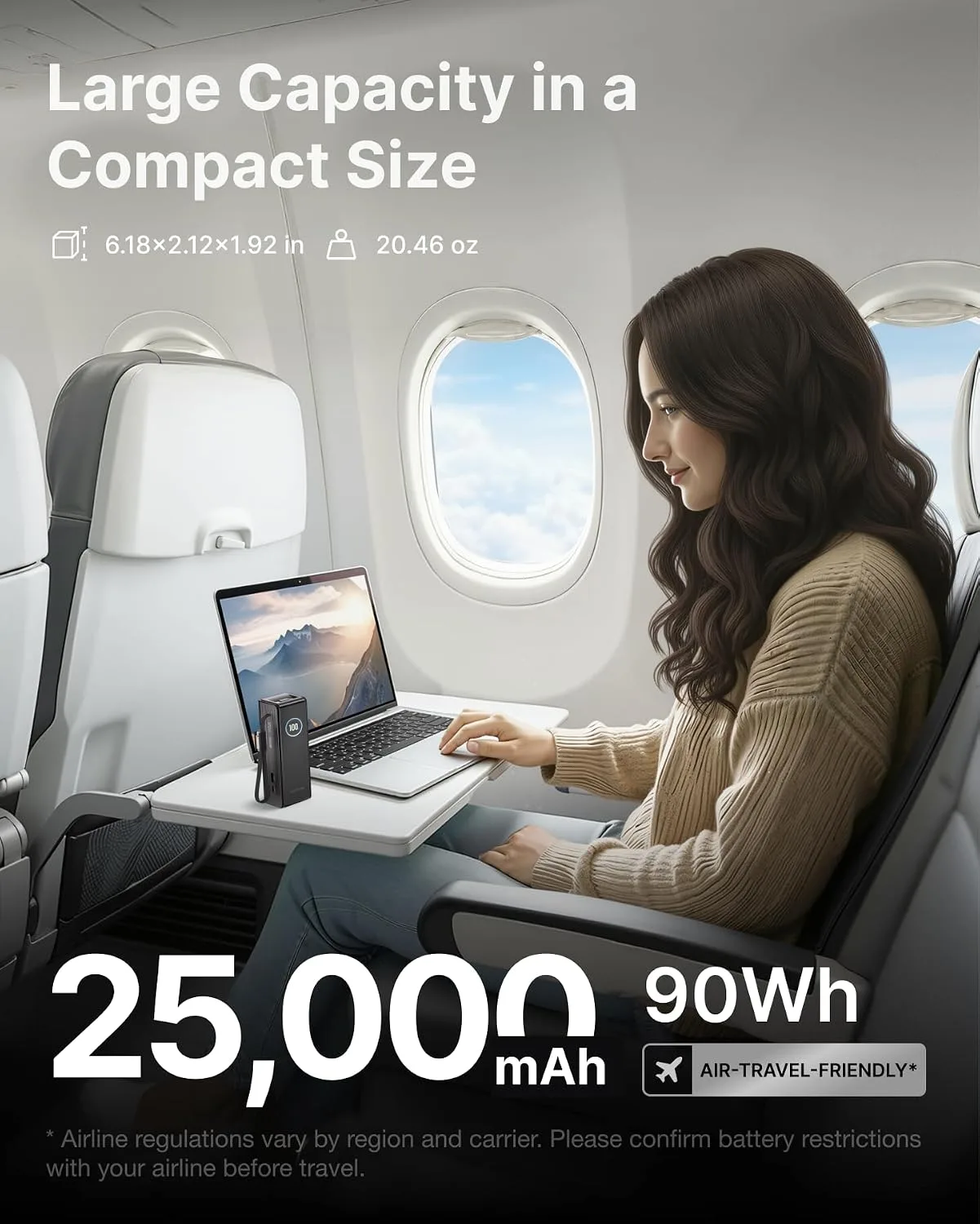 EF ECOFLOW Laptop Power Bank, 25000mAh Rapid Portable Charger, Triple 100W USB-C Ports, Built-in Retractable Cables, Fast Charging for iPhone 17/16 Series, MacBook, Samsung and More