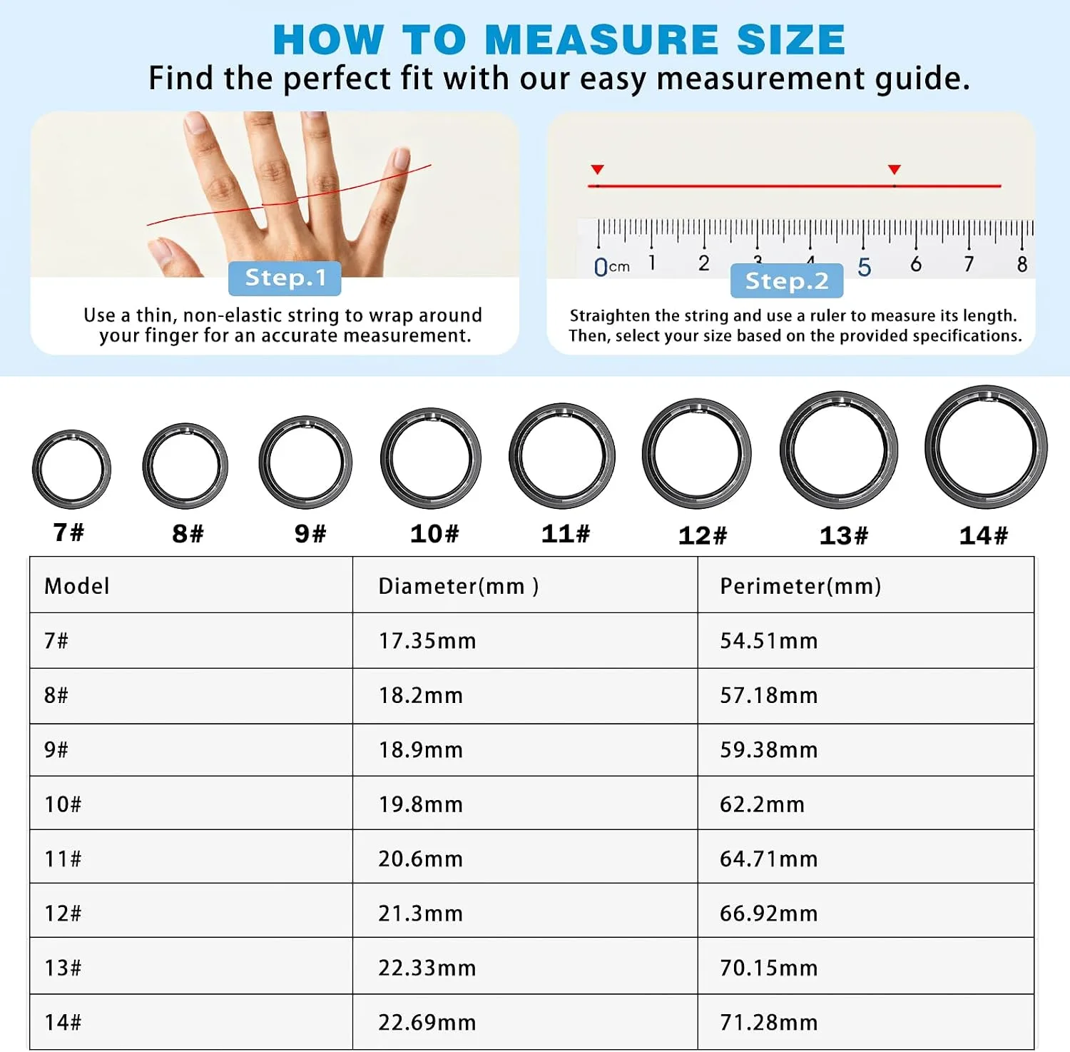 Smart Ring Women Men, Fitness Tracker, No Subscription, Sleep, Black 10