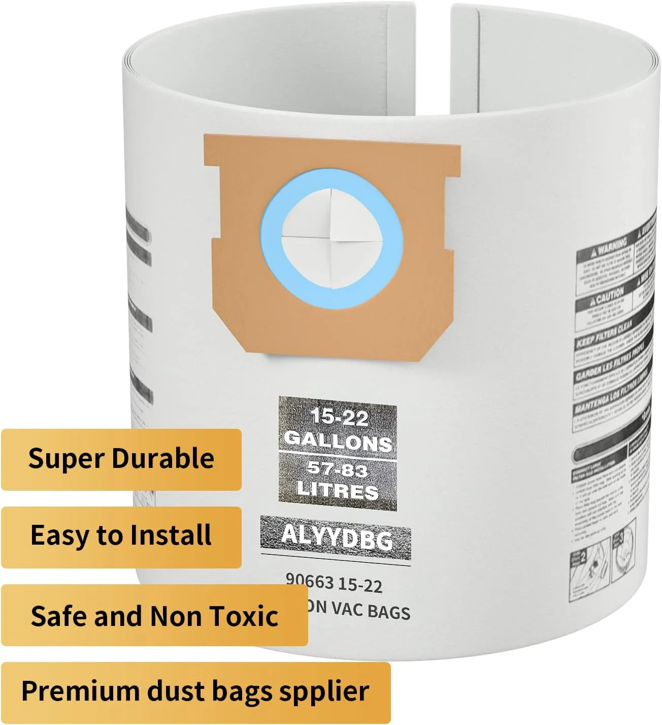 5 Pack ALYYDBG Shop Vac Bags 15-22 Gallon Type G/J 90663 90673