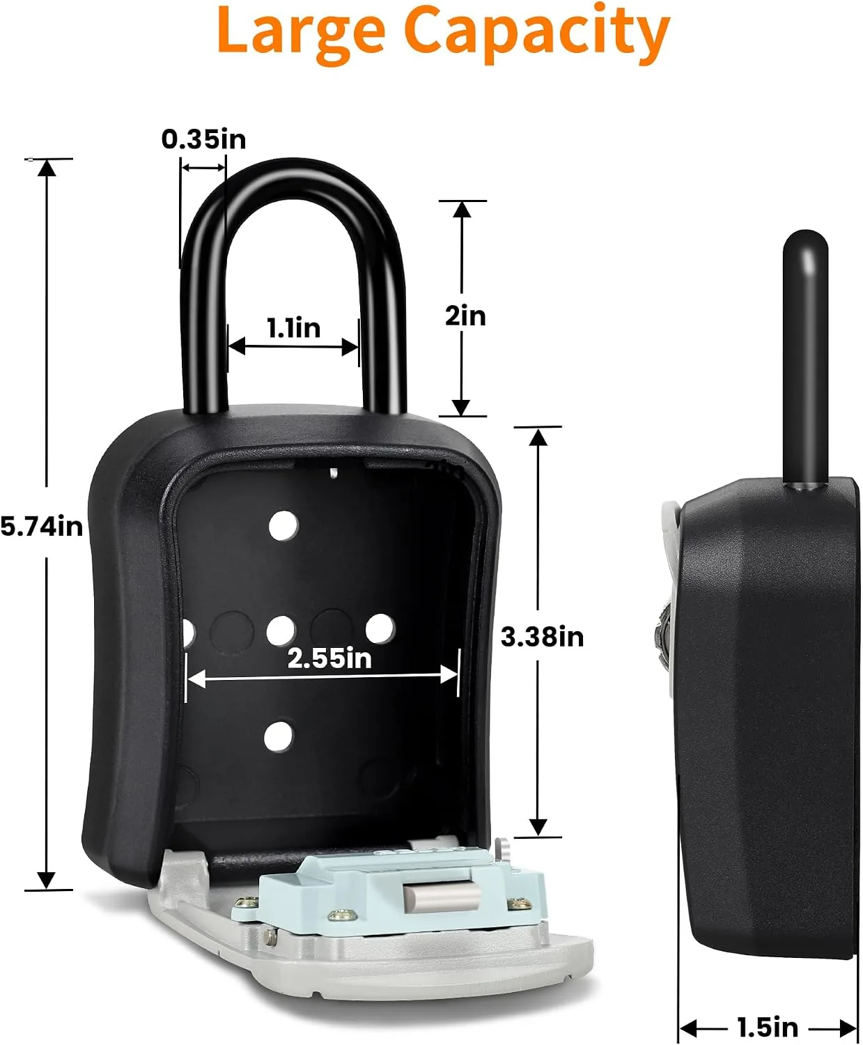 Portable Key Lock Box,Key Holder Safe Security Lock Box for Indoor, Outdoor, Garage, Garden, Store (1, Grey)