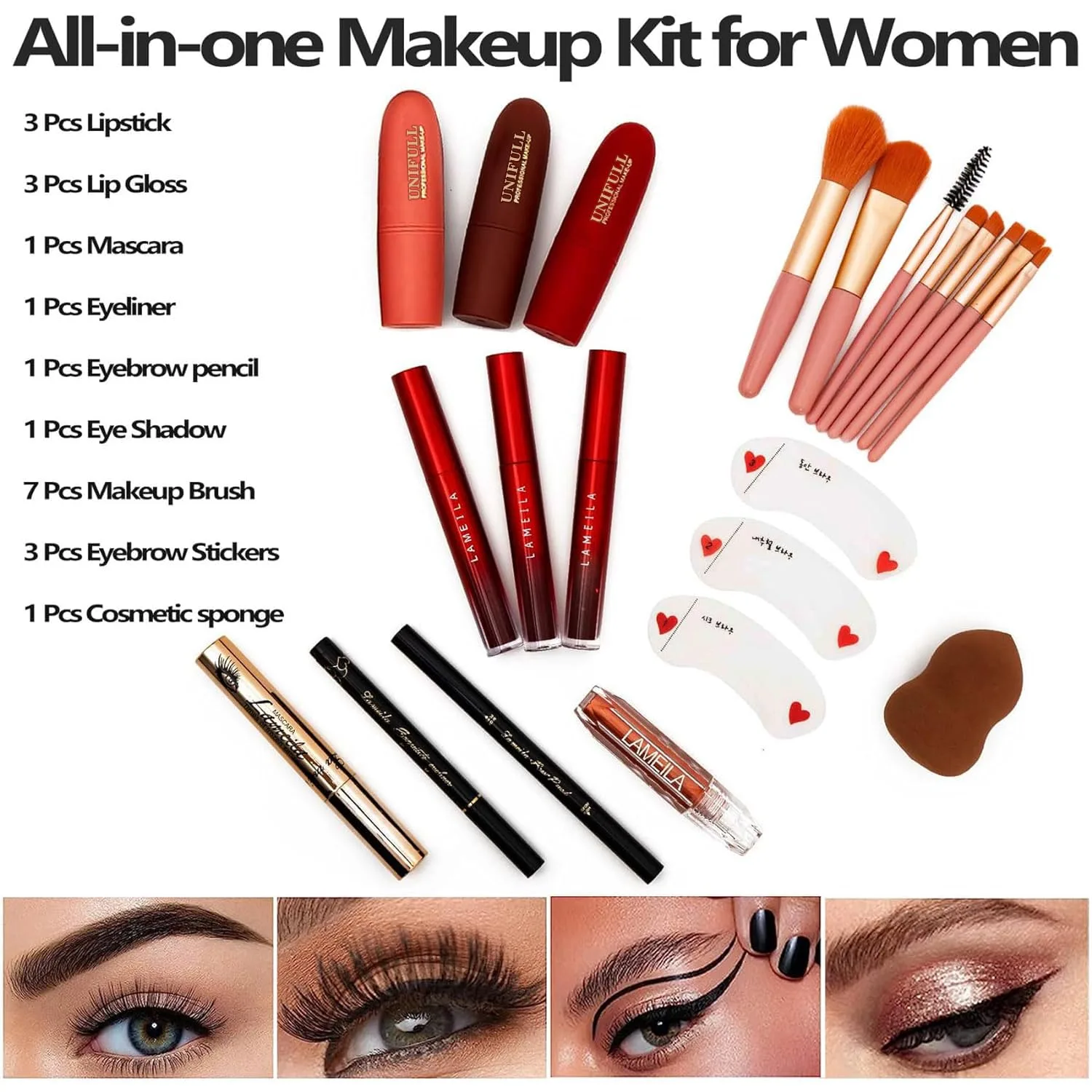 187 Colors Professional Makeup Palette - All-in-One Kit With Eye Shadows, Lipsticks, Mascara, Foundations, Blushes, Brow Pencils, Nail File - Makeup Gift Set for Women and Girls