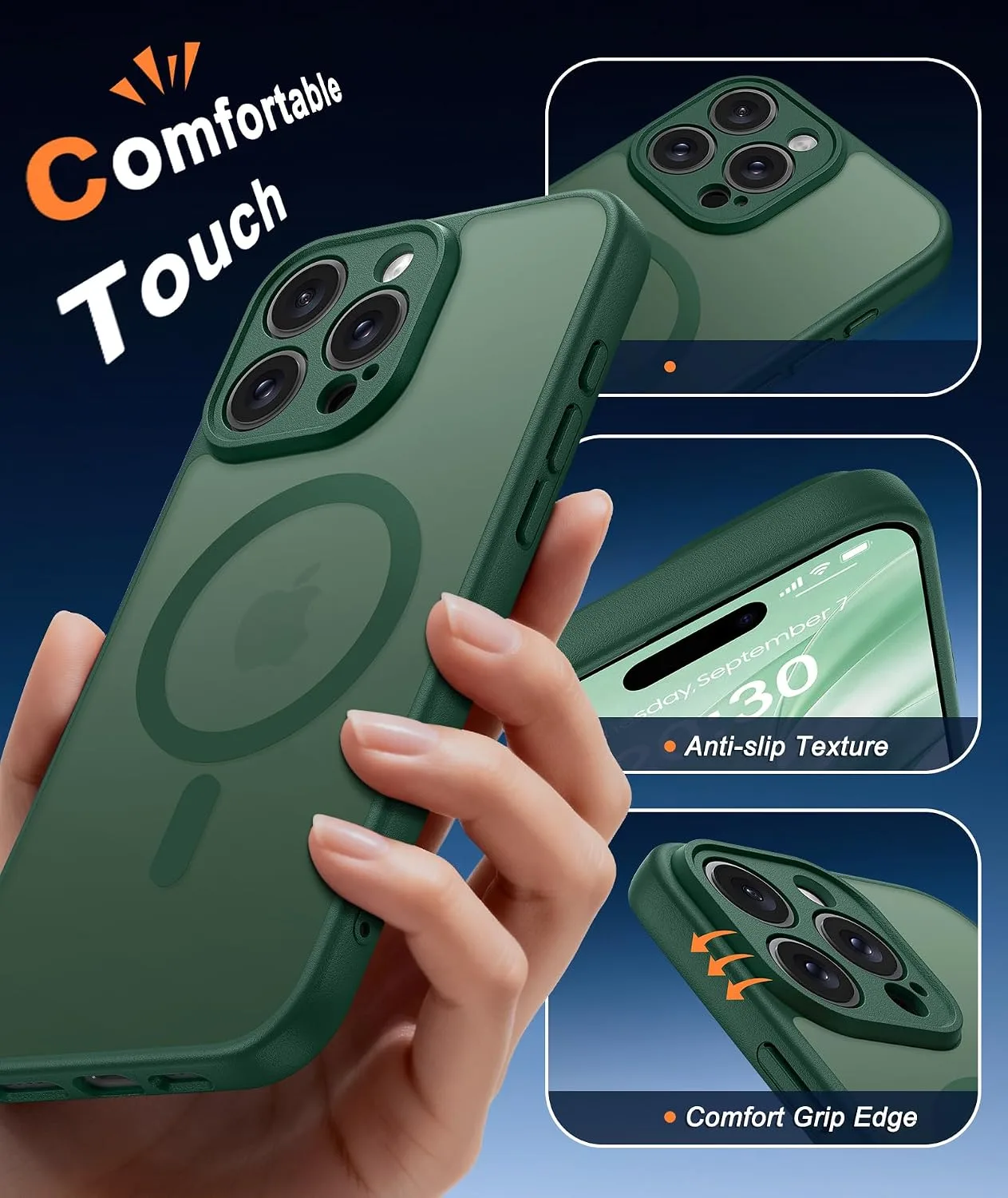 FNTCASE for iPhone 16 Pro Max Case Fit for MagSafe Green