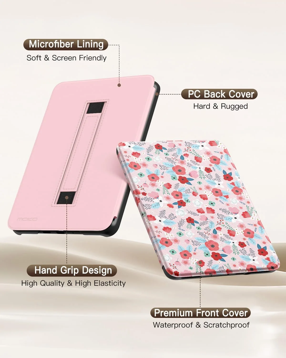 MoKo Case for 7" Kindle Paperwhite 12th Gen 2024 & Colorsoft, Spring Pink