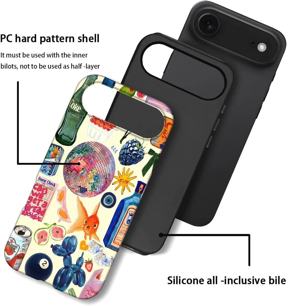 Case Compatible with iPhone 17 Air,Fall Prevention Hybrid 2-Layer Hard Shell Phone Cover for Girls Boys,Collage European Disco