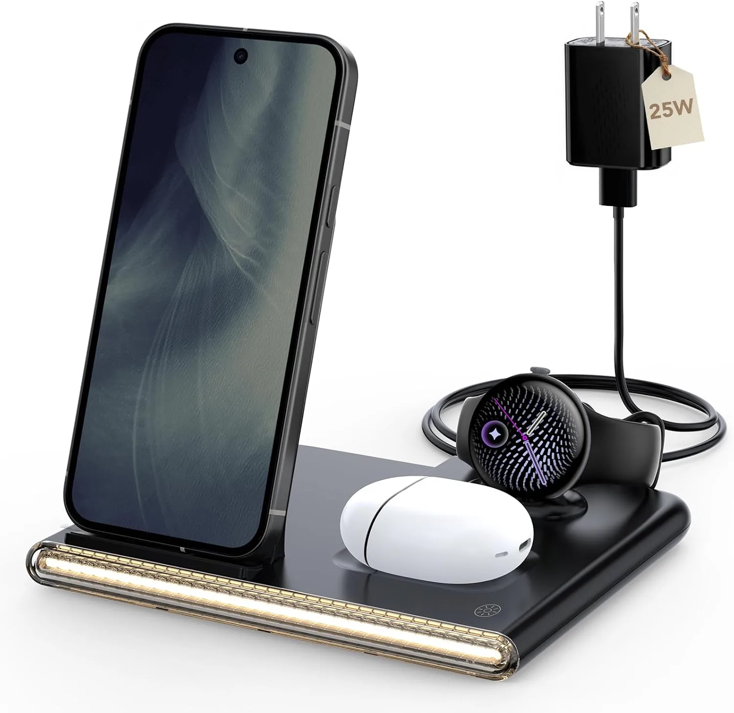 Estación de carga inalámbrica plegable 3 en 1 Aresh para Google Pixel Watch 5/4