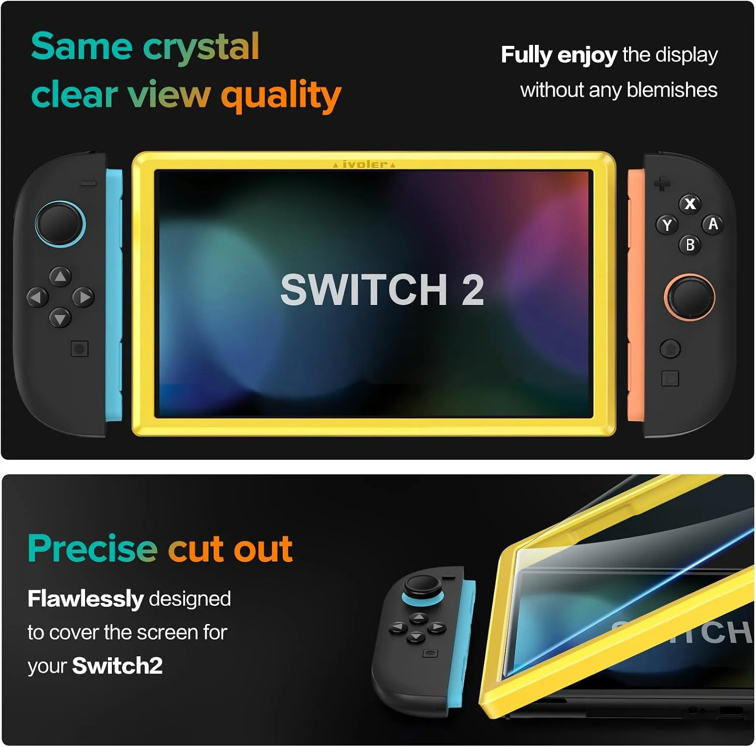 ivoler 4-Pack Tempered Glass Screen Protector Designed for Nintendo Switch 2 2025 with [Alignment Frame] Transparent HD Clear[Updated Version] Screen Protector for Switch 2 7.9''