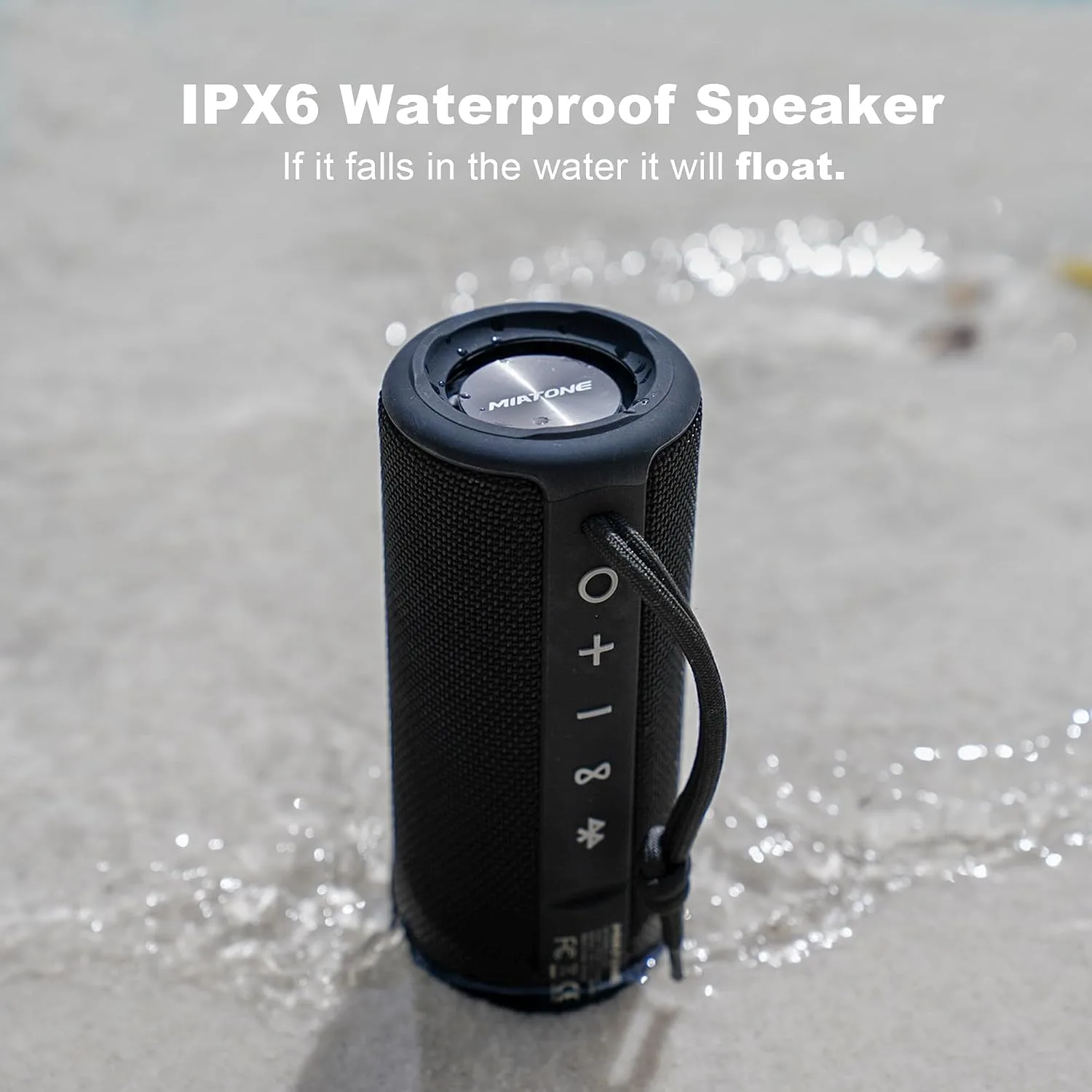 MIATONE Boombox Outdoor Portable Bluetooth Speaker Waterproof Wireless Speakers - Black