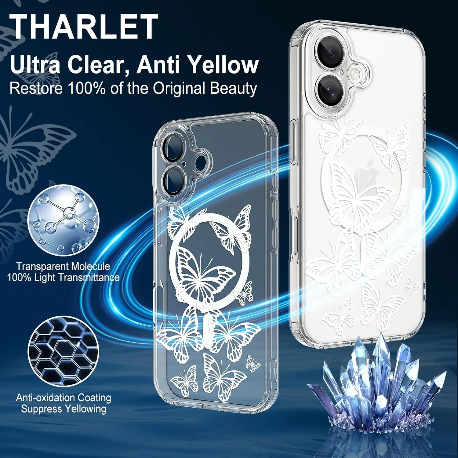 tharlet Magnetic for iPhone 17 Case, Compatible with MagSafe Butterfly