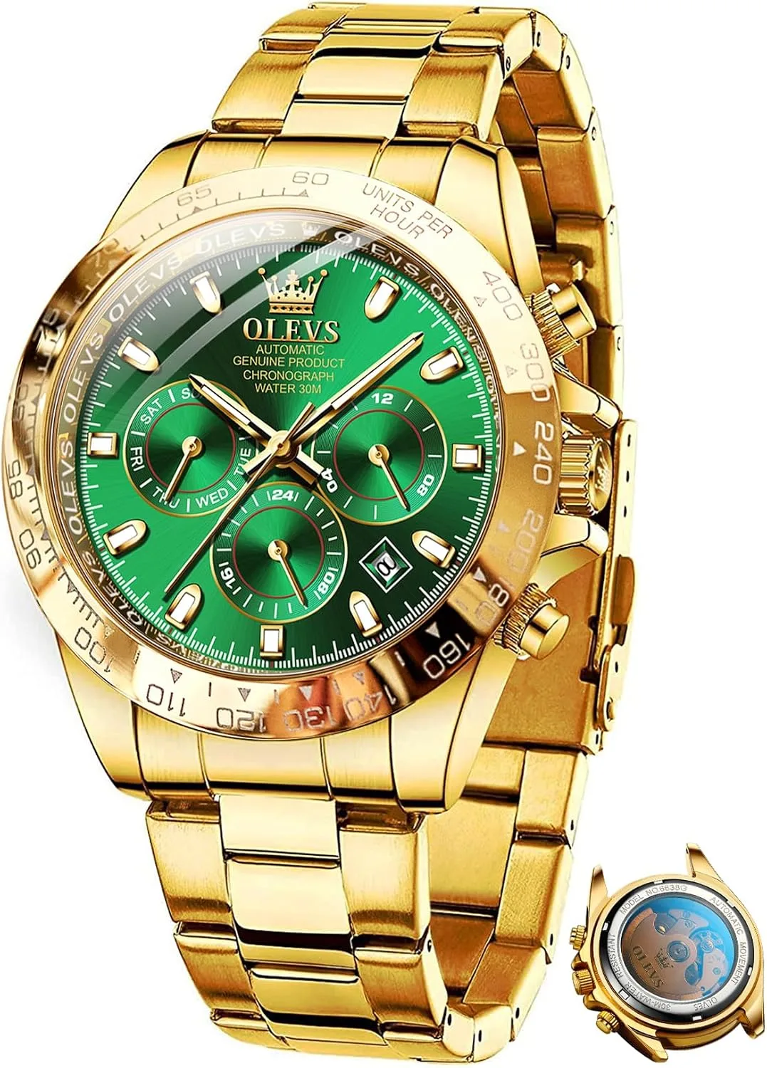 OLEVS Automatic Gold Watches for Men Luxury Classic Stainless Steel