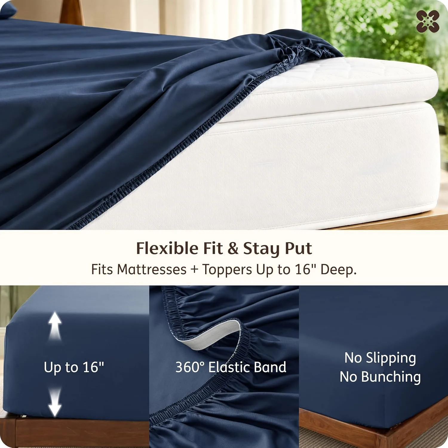 Bedsure PureWoven 100% Rayon Derived from Bamboo, Full Size Sheets, 4 PCS