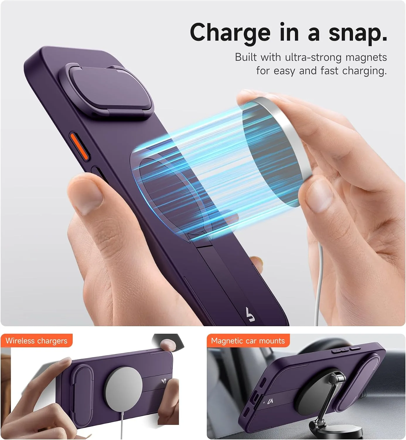SURITCH for Google Pixel 10 Pro XL Phone Case, Compatible with MagSafe, Protective Cover with Camera Cover & Adjustable Metal Kickstand for Pixel 10 Pro XL 2025 -Dark Purple
