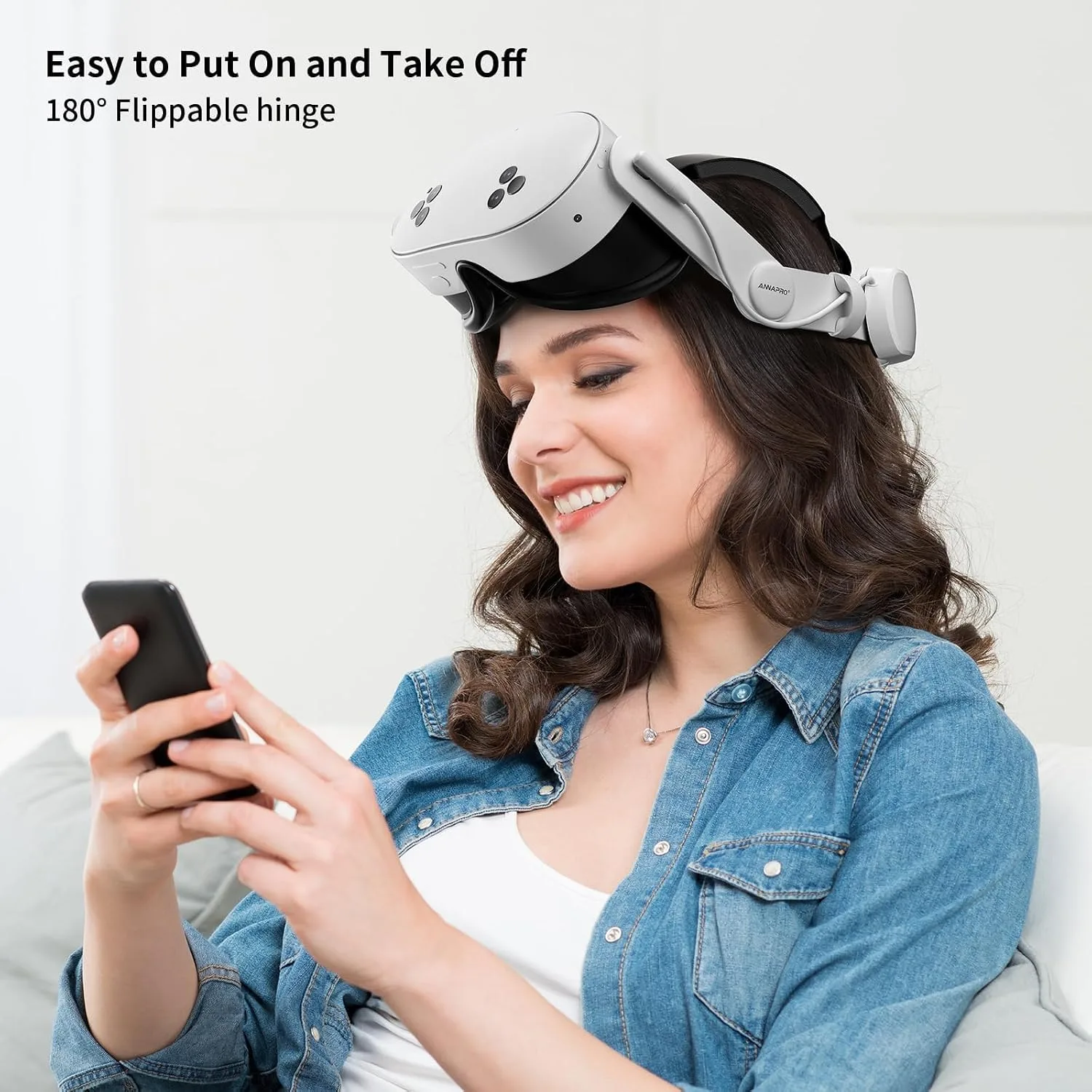 annapro Battery Head Strap for Meta Quest 3/Meta Quest 3S, Elite Strap with 8000mAh Battery Fast Charging Compatible with Oculus/Meta Quest 3S/3 Accessories, Enhance Comfort Extend Playtime, White