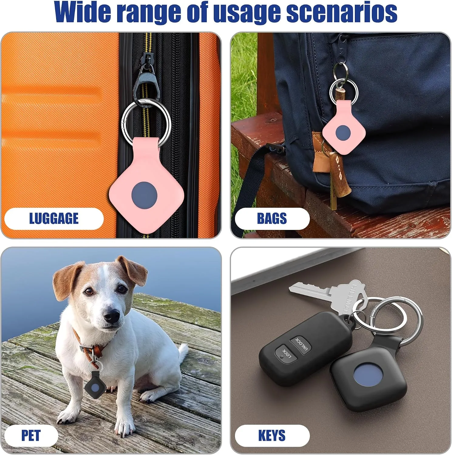 DDJ Silicone Case for UGREEN Tracker Tags 4-Pack with Keychain