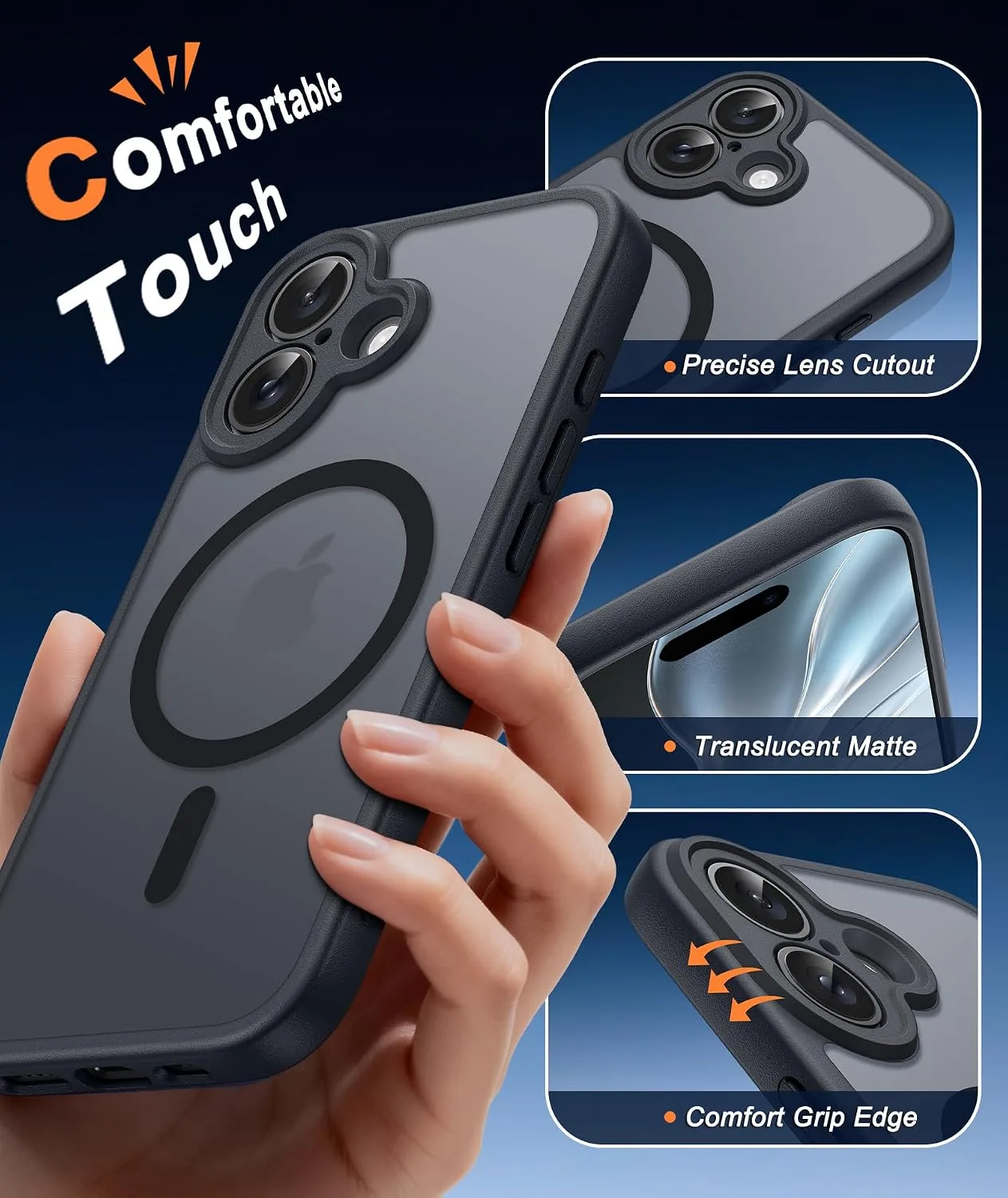 FNTCASE for iPhone 16 Plus Case Fit for MagSafe Black