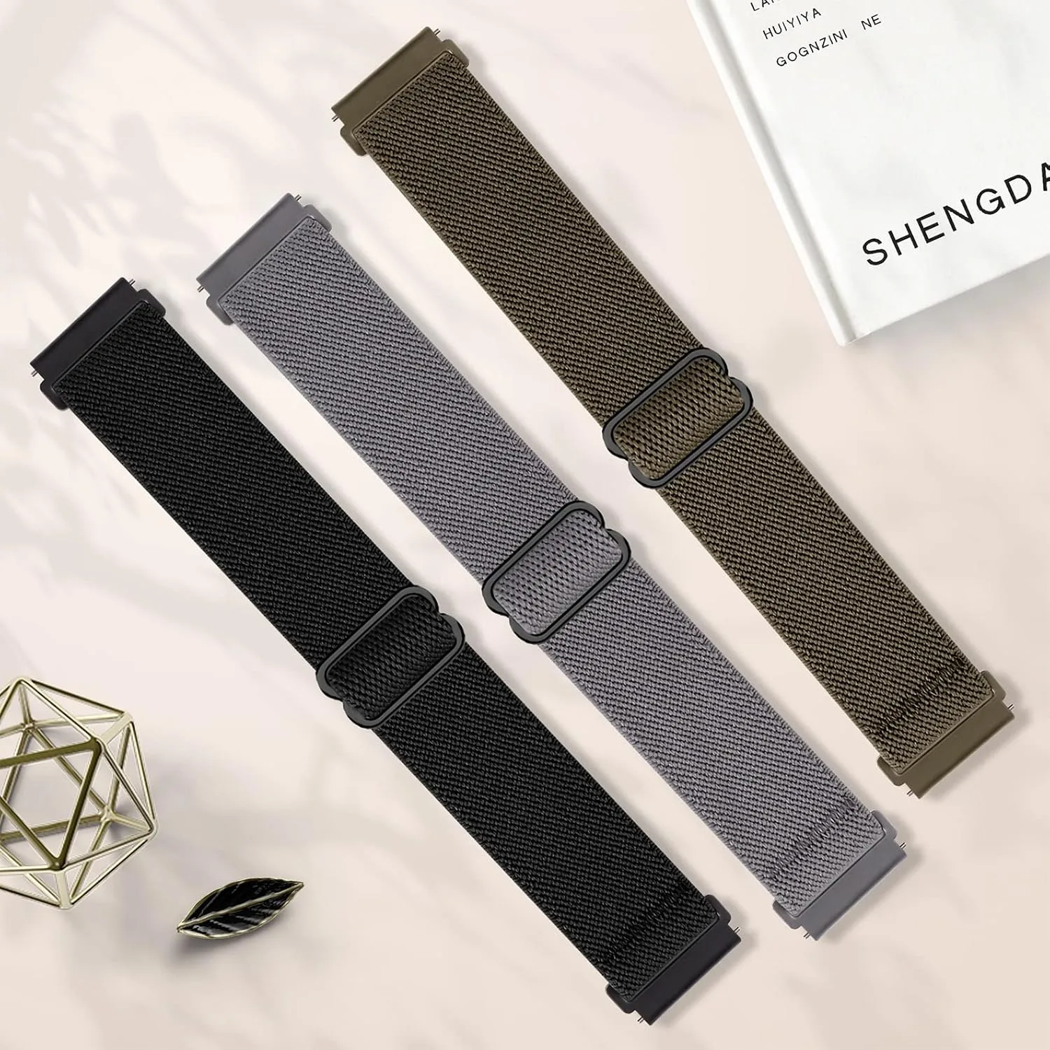 3 Pack Stretchy Nylon Band Compatible with SKG Smart Watch Bands for Women Men, Quick Release Soft Elastic Strap Replacement Wristbands for SKG-V7/SKG V7 Pro Smart Watch