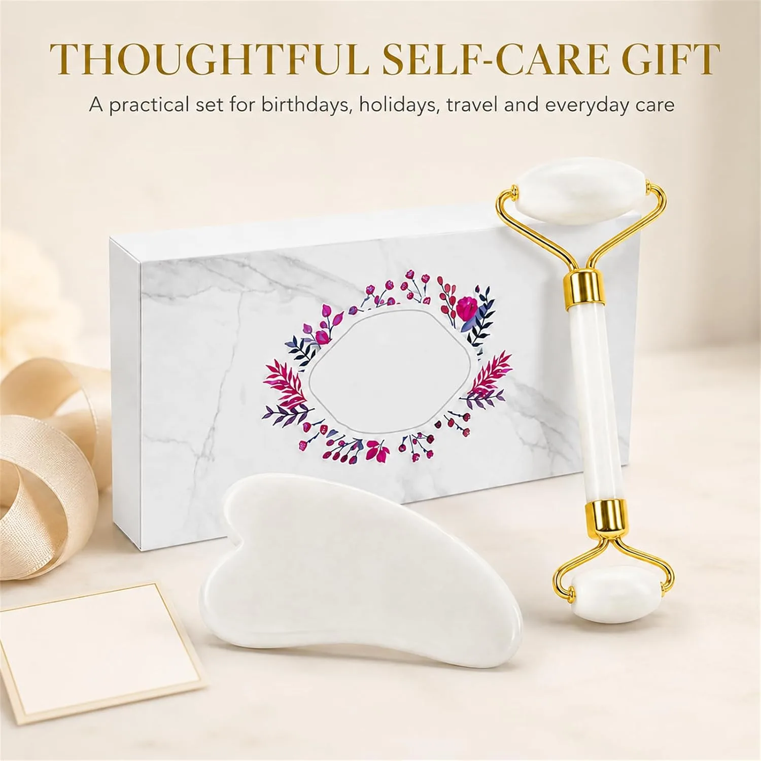 Gua Sha & Jade Roller Set for Face and Body