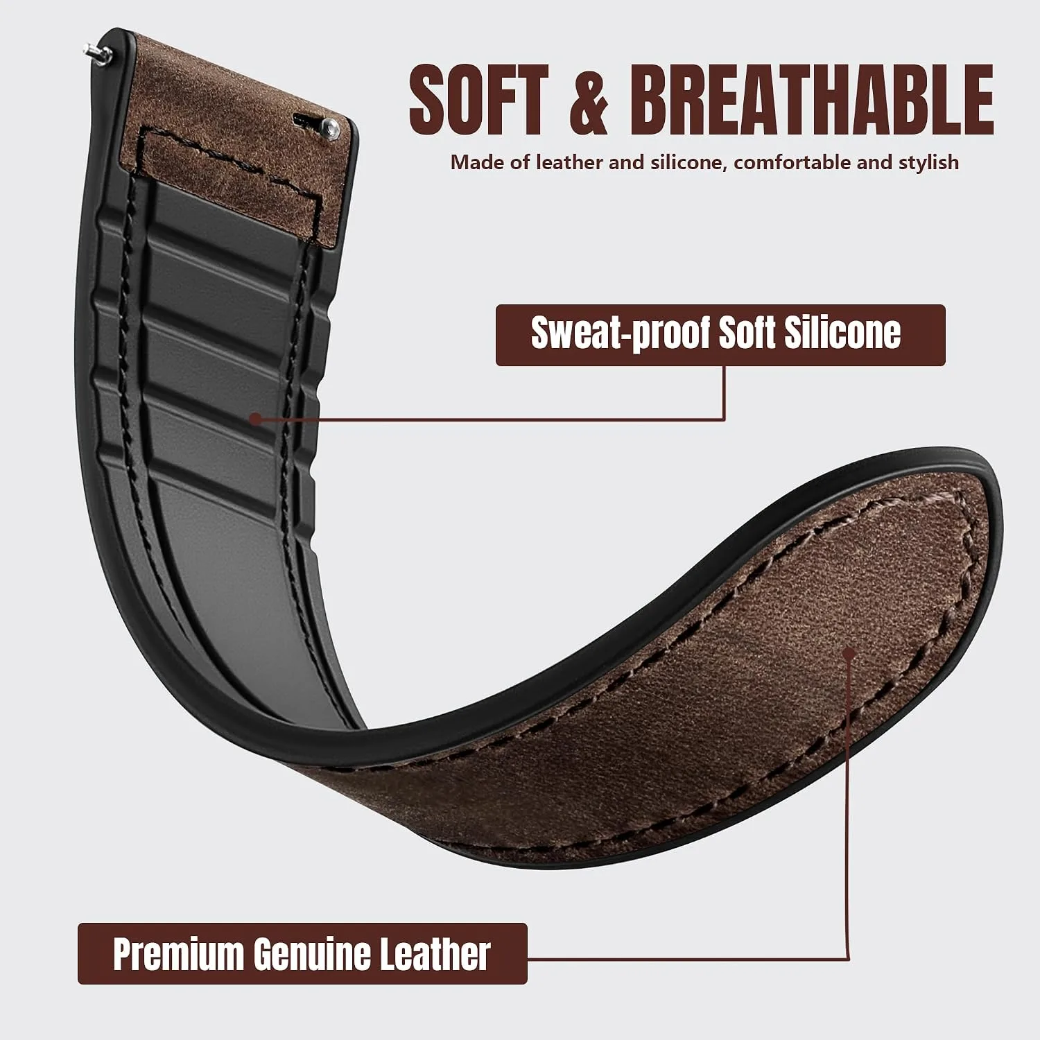 Charlam Magnetic Leather Bands Compatible with Samsung Galaxy Watch 7 Band 6 5 4 FE Active 2 40mm 44mm/Watch 6/4 Classic/Watch 5 Pro/3, 20mm Genuine Leather Straps for Samsung Watch Bands Men Women