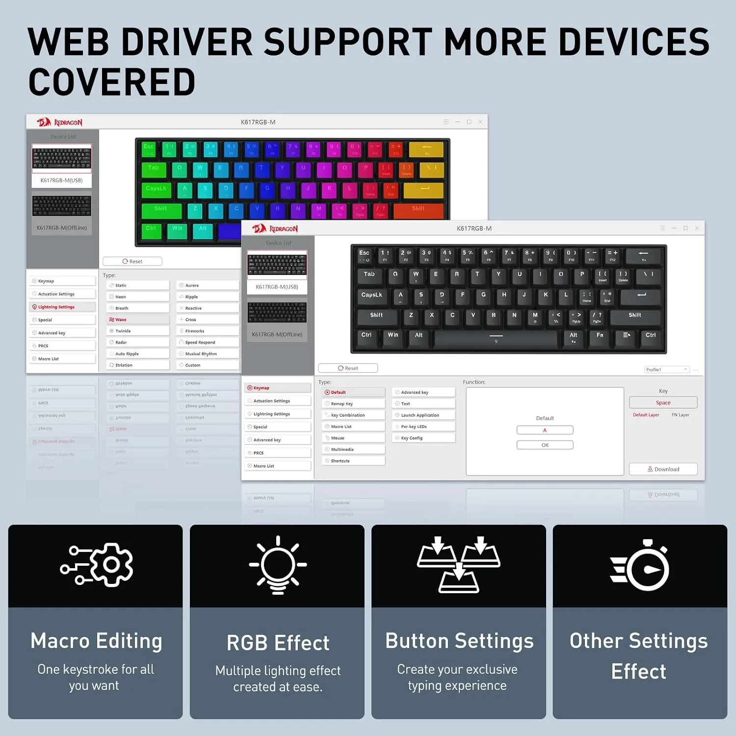 Redragon K617 HE Wired Hall-Effect Rapid Trigger Magnetic Gaming Keyboard