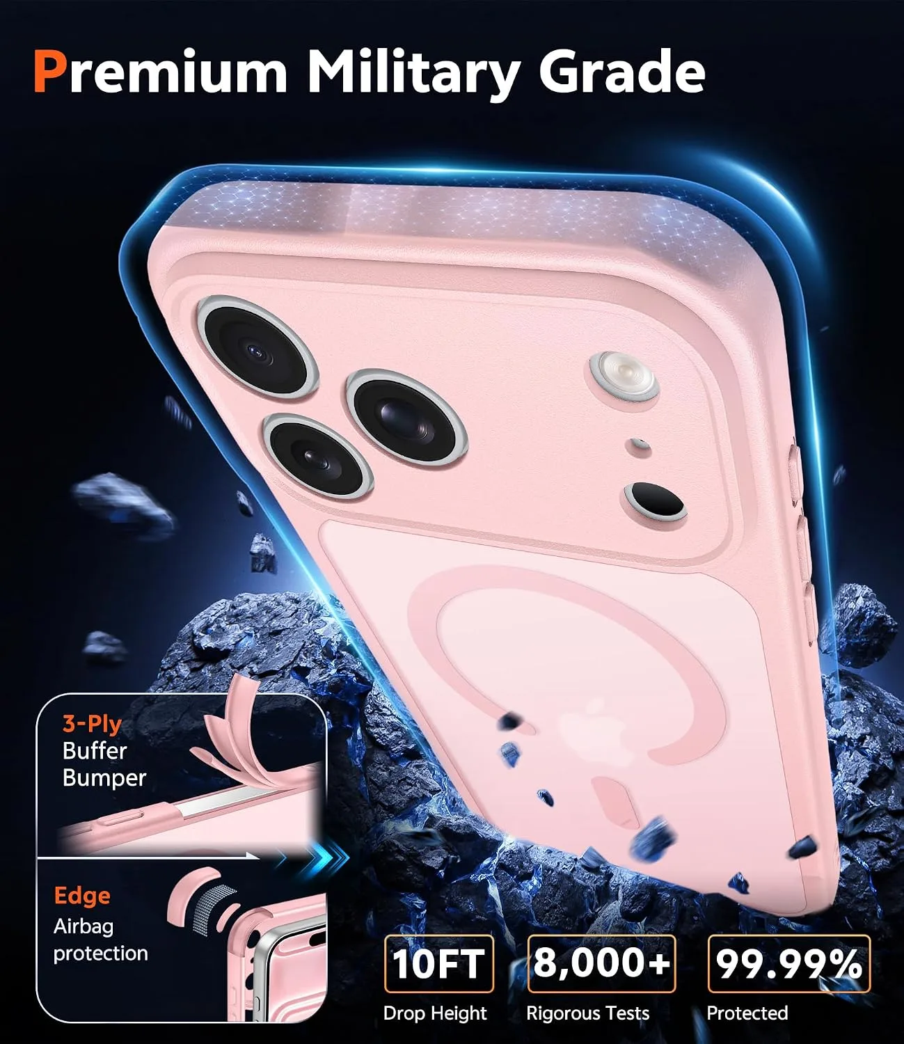 FNTCASE for iPhone 18 Pro Case / 17 Pro Case Matte with Screen Protector