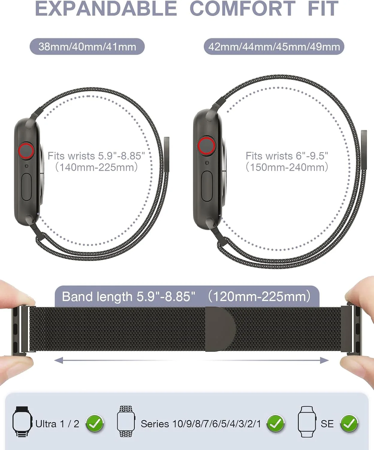 Original Milanese Loop Compatible with Apple Watch Bands for Women & Men