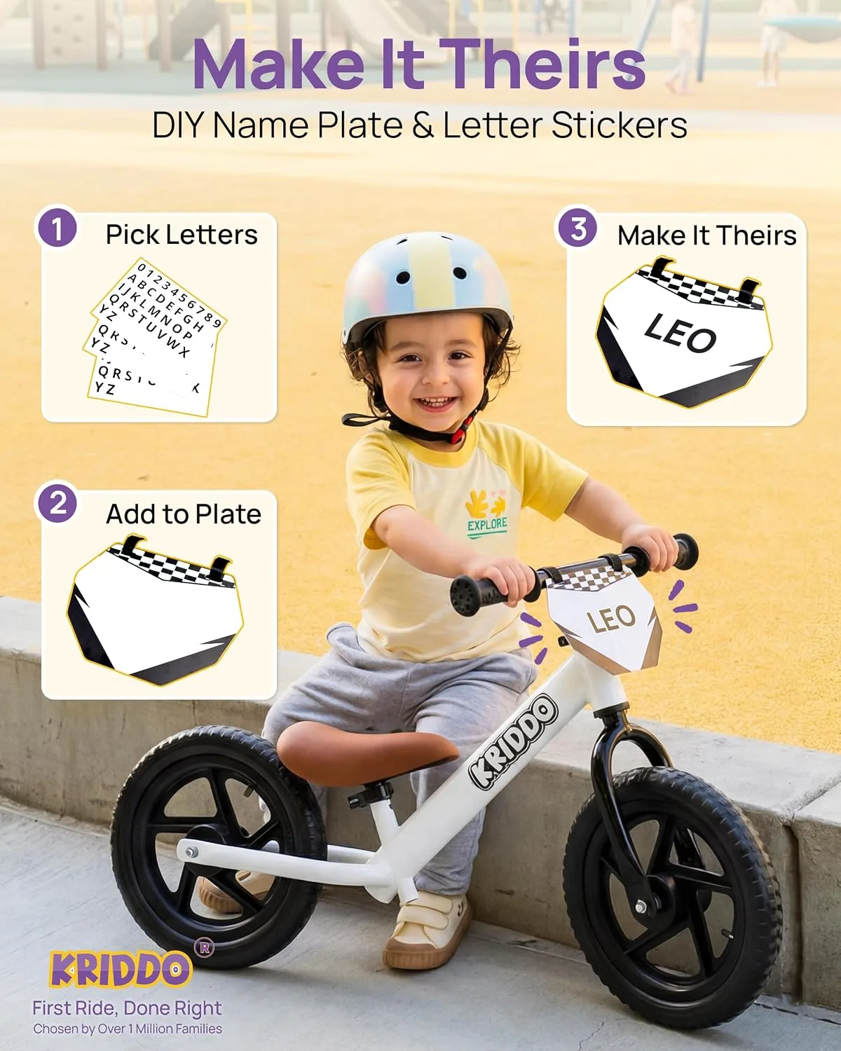 KRIDDO Toddler Balance Bike 2 Year Old, Gift for 2-3 Boys Girls, Adjustable
