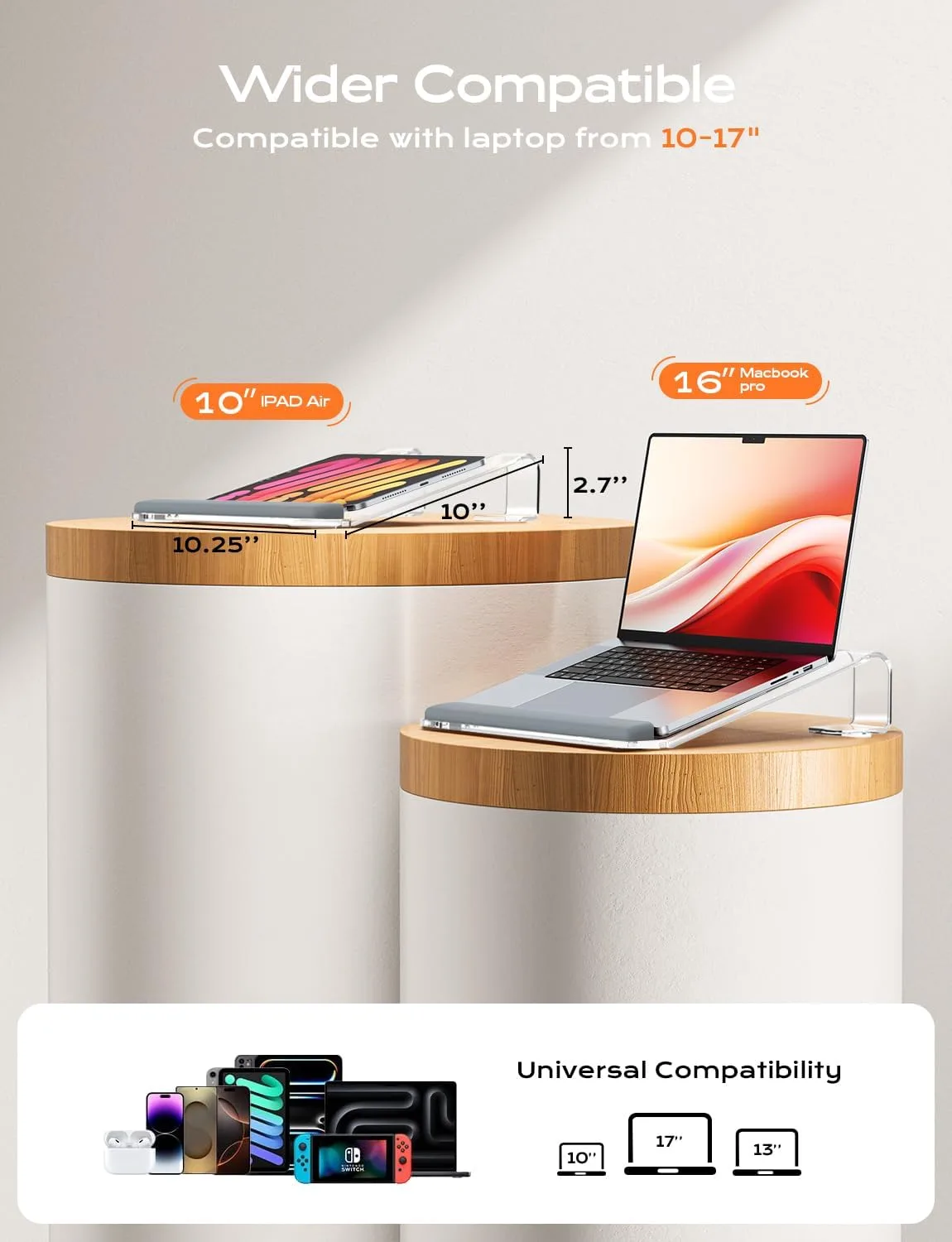 LOXP Acrylic Laptop Stand for Desk, Laptop Stand with Wrist Support