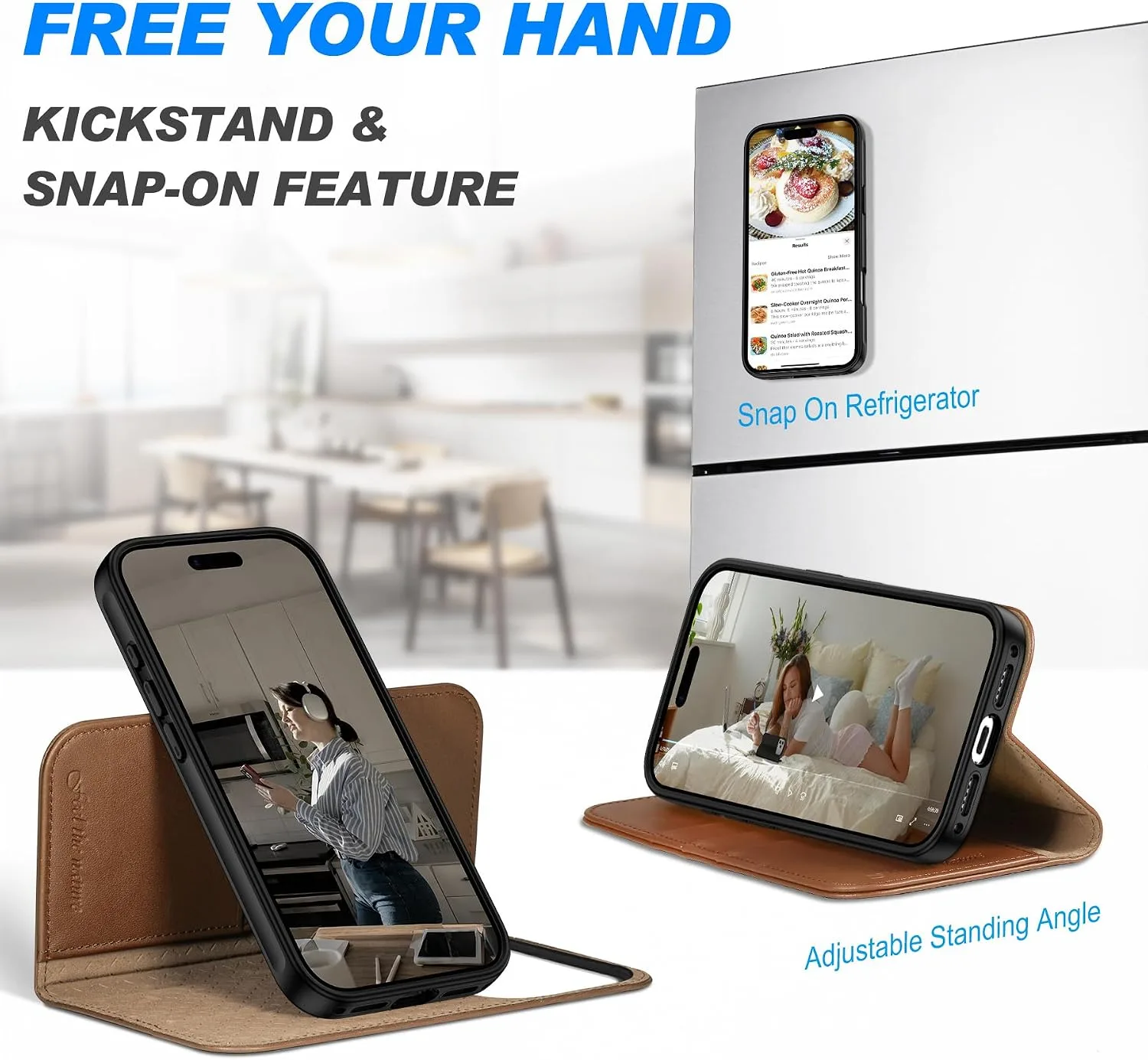 SHIELDON 2 in 1 Leather Case Wallet for iPhone 18 Pro/17 Pro, Saddle Brown