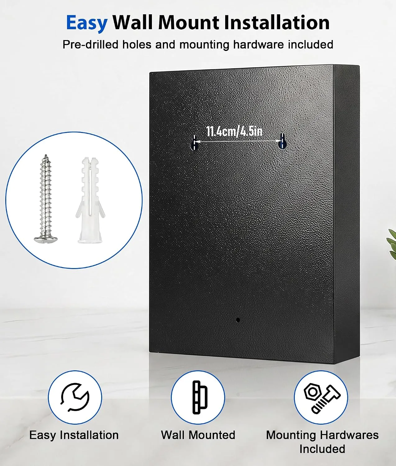 KYODOLED Key Box, 60-Key Lock Box with Key Lock, Wall Mount, Black