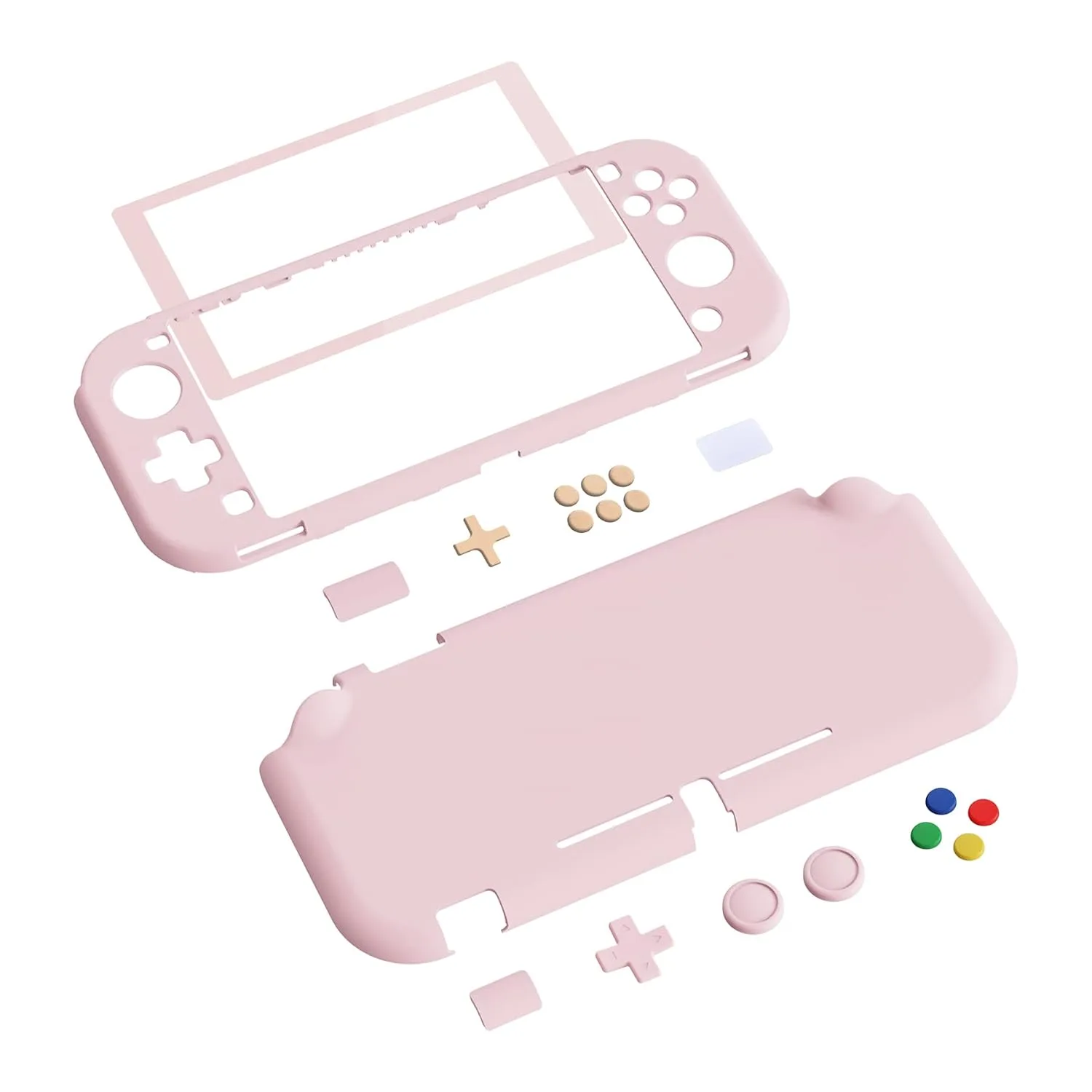 eXtremeRate PlayVital Protective Grip Case for Nintendo Switch Lite, Cherry Blossoms Pink Hard Cover Protector for Nintendo Switch Lite - 1 x White Border Tempered Glass Screen Protector Included