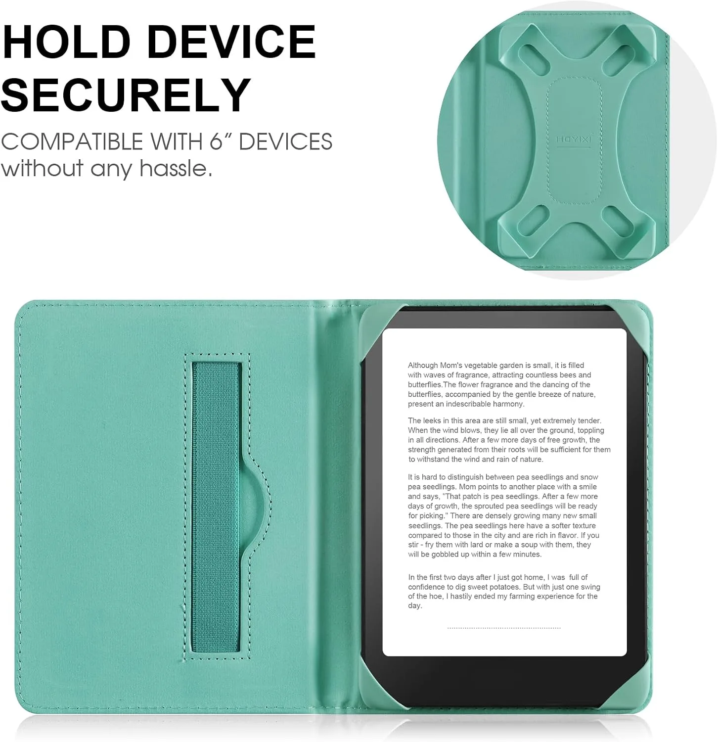 HoYiXi Universal Case for 6 inch Kindle eReader Compatible with Paperwhite(2015/2018)/Pocketbook and Tolino/Kobo Clara HD,6" eReader Protective Case Cover Elastic Rope,Flowers 1