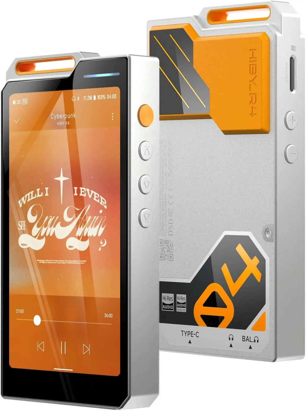 HiBy R4 Android MP3 MP4 Player with Spotify, 4 DAC & Class A Amp, MQA 16X HiFi Lossless Music Player with Bluetooth and WiFi, 3.5mm & 4.4mm Headphone Jack