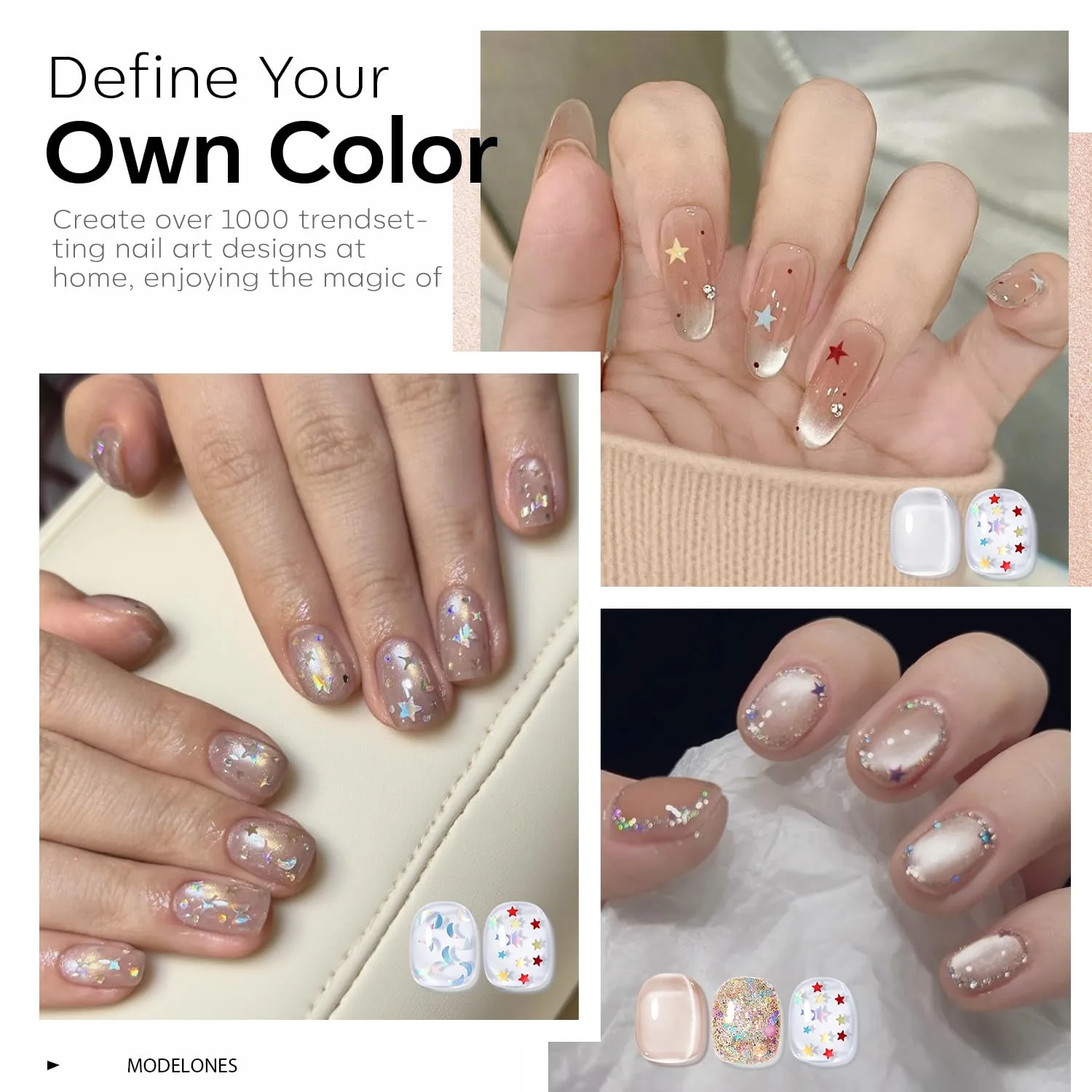 modelones Cat Eye Gel Nail Polish Set Glitter 6Colors Nude Brown