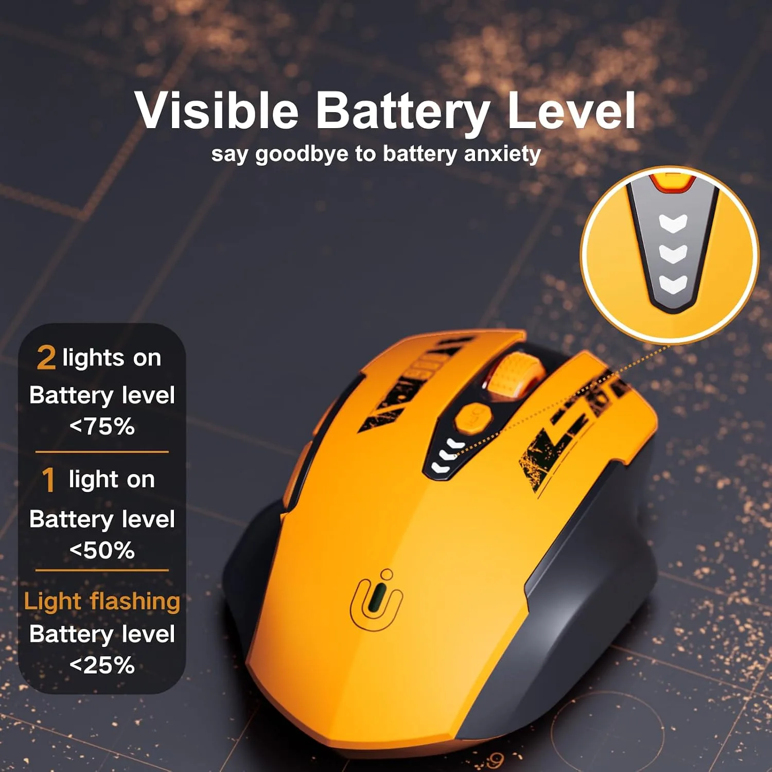 Uineer Wireless Mouse, 2.4GHz Rechargeable Computer Mouse, Battery Display