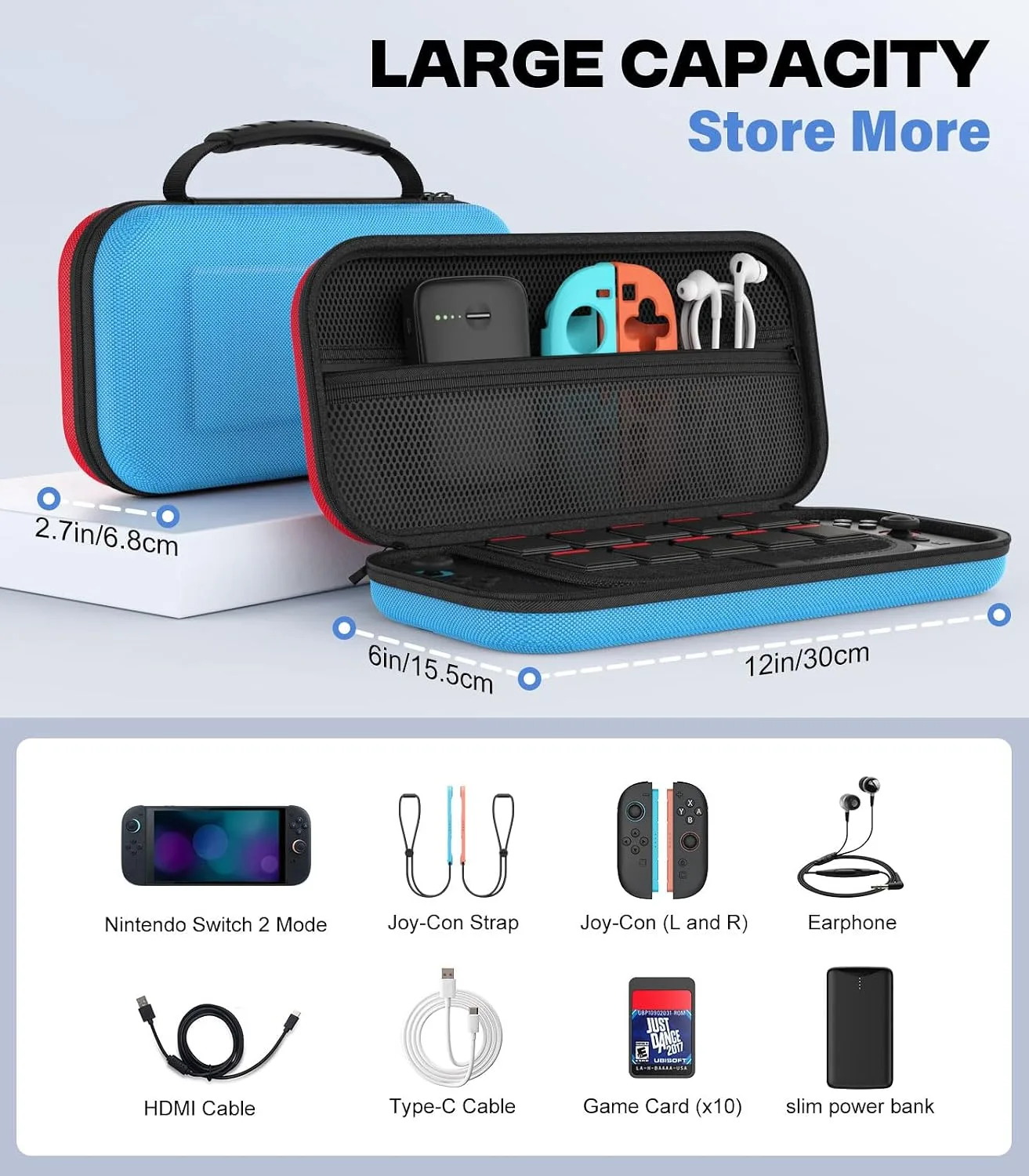 MoKo Carrying Case for Nintendo Switch 2 2025 Holds 10 Cartridges w/Pockets