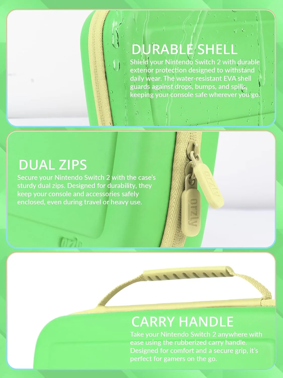 Orzly Case Compatible with Nintendo Switch 2 – Protective Travel Carry Case with Screen Padding, Game Card & microSD Slots, Zipped & Open Pockets for Accessories – 7.9" Gift Boxed