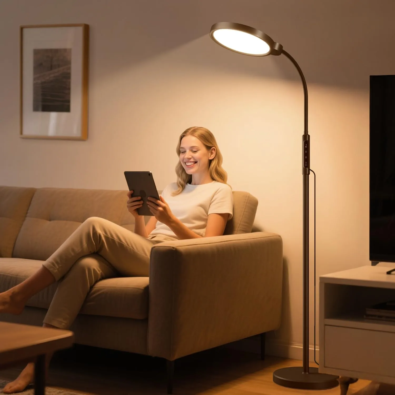 Morfone Light Therapy Lamp, 11000 Lux Sunlight Lamp with Adjustable Height