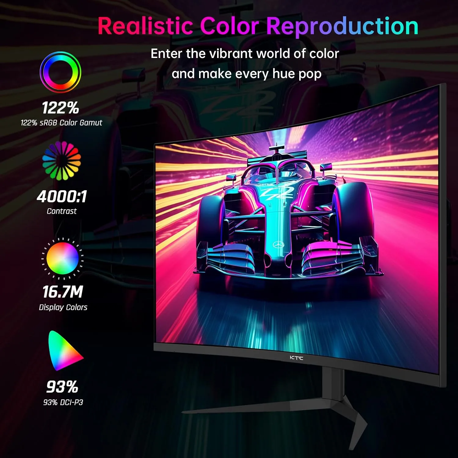 KTC 32 Inch 240Hz Curved Gaming Monitor, 2K 1440P Computer PC Monitor 1000R